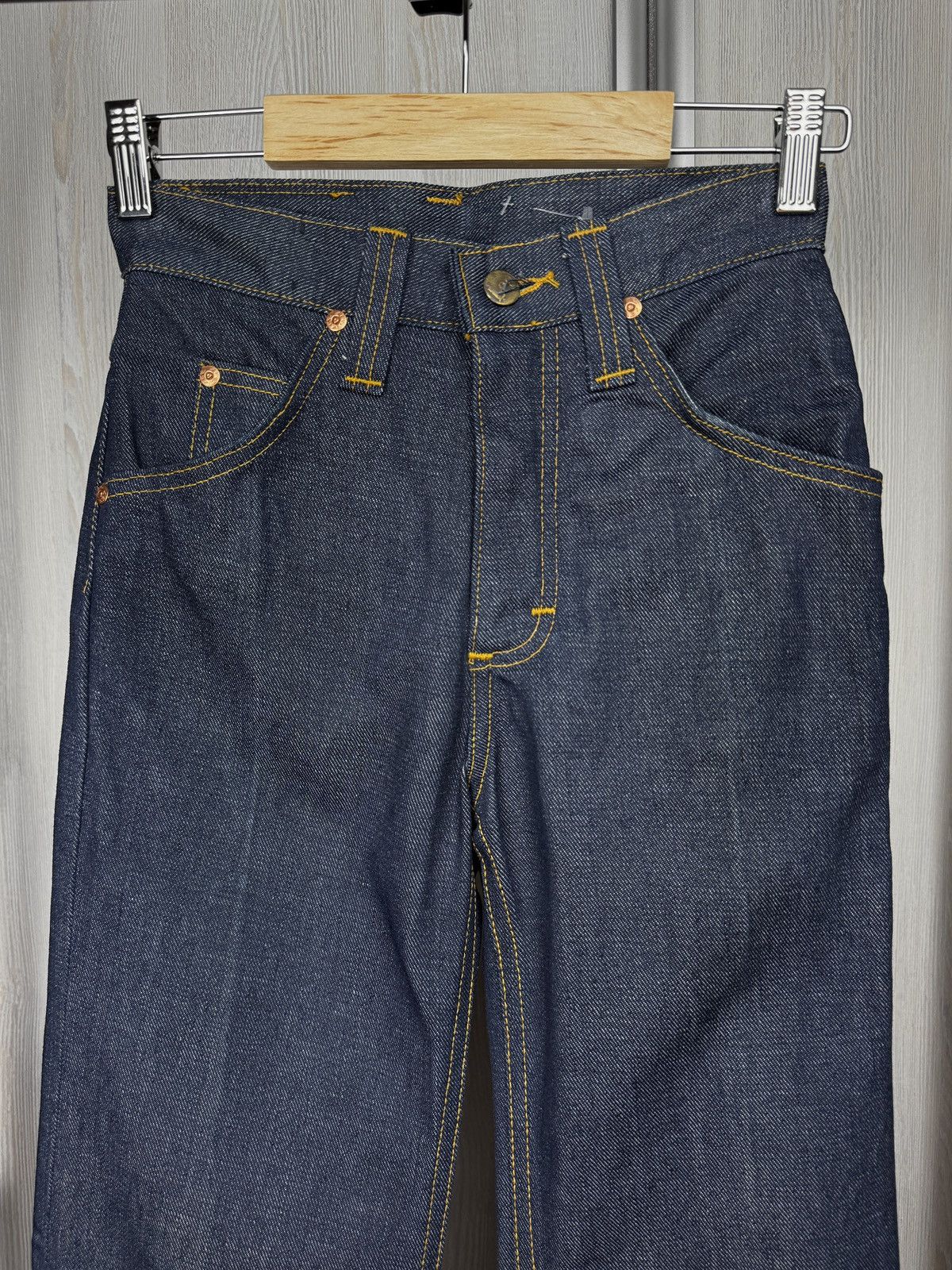 Lee Lee vintage 70s raw indigo blue flared wide jeans boot cut Size 26" / US 2 / IT 38 - 6 Thumbnail