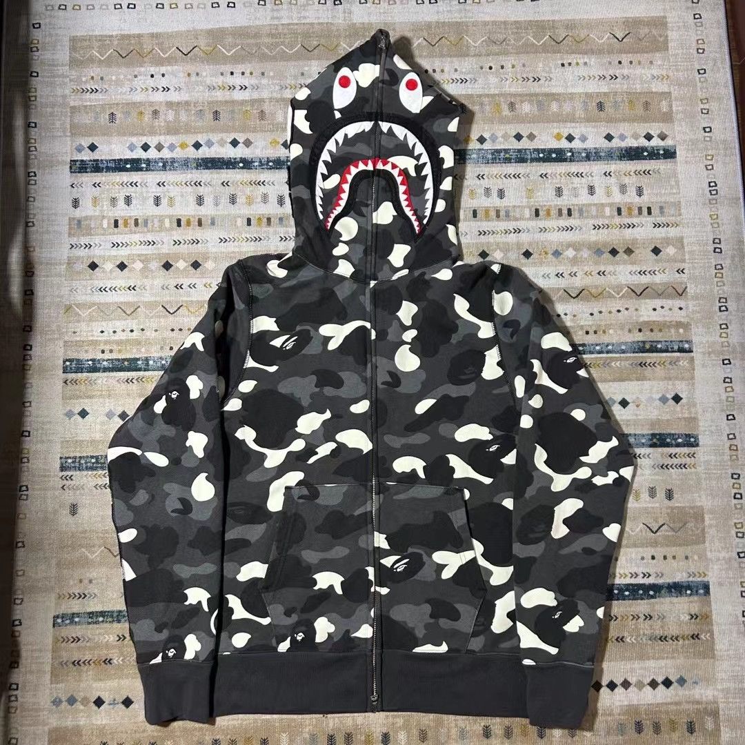 image of Bape Luminous Shark Full Zip Hoodie in Black, Men's (Size Medium)