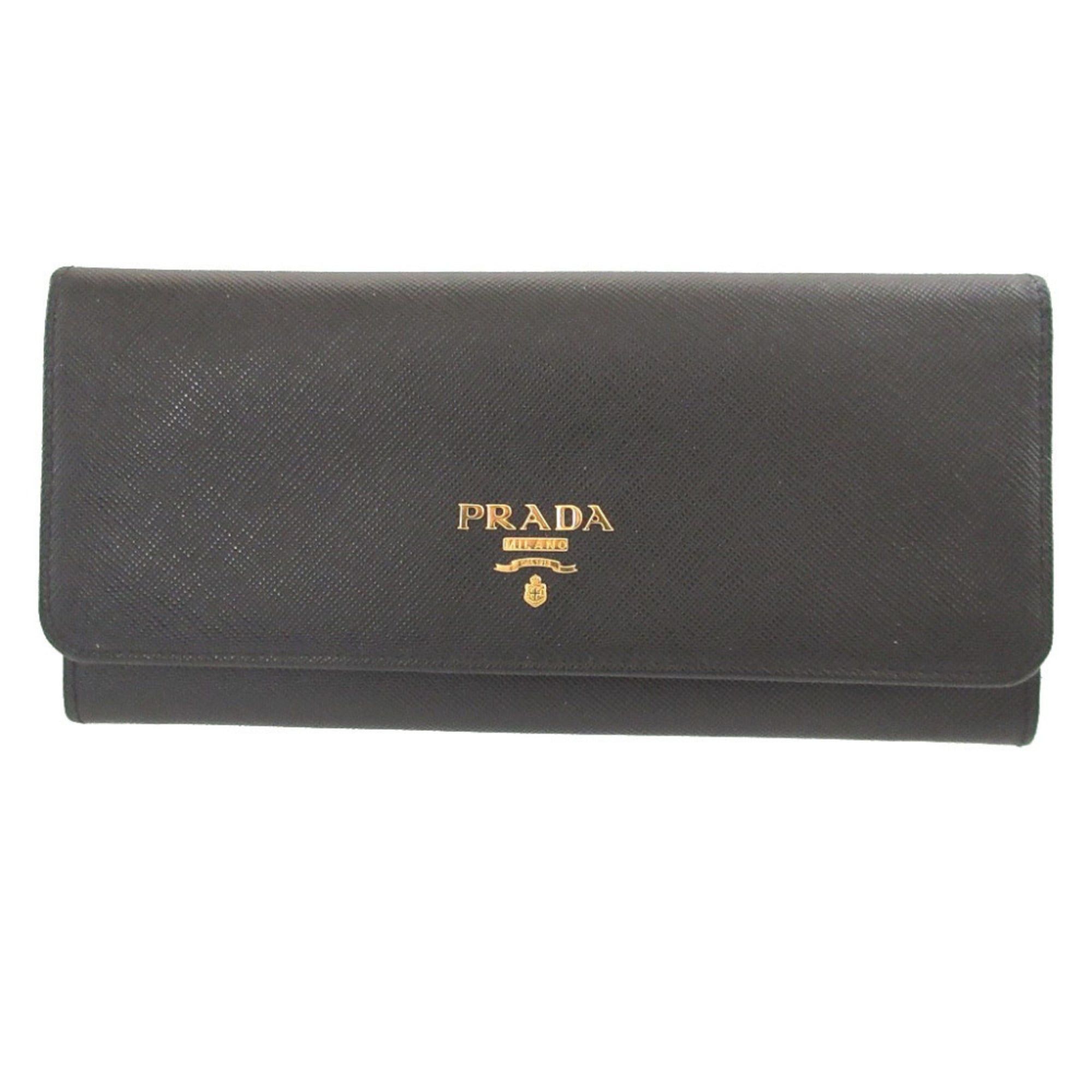 Prada Like New Prada Saffiano Leather Black Bi-fold Long Wallet 0217PRADA Size ONE SIZE - 1 Thumbnail