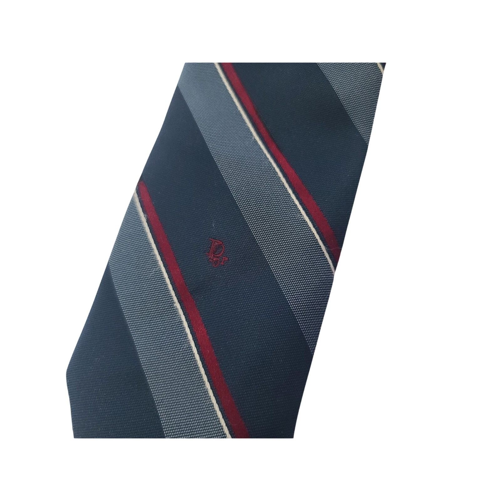 Dior Vintage Christian Dior Designer Striped Blue Mens Tie Size ONE SIZE - 3 Thumbnail