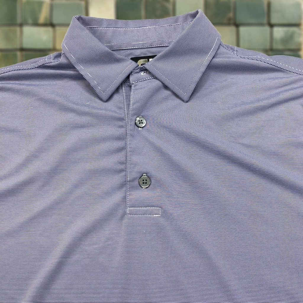 Footjoy FootJoy FJ Large Purple Mens Golf Polo Striped Shirt SS Stretch Button Shirt Size US L / EU 52-54 / 3 - 1 Thumbnail