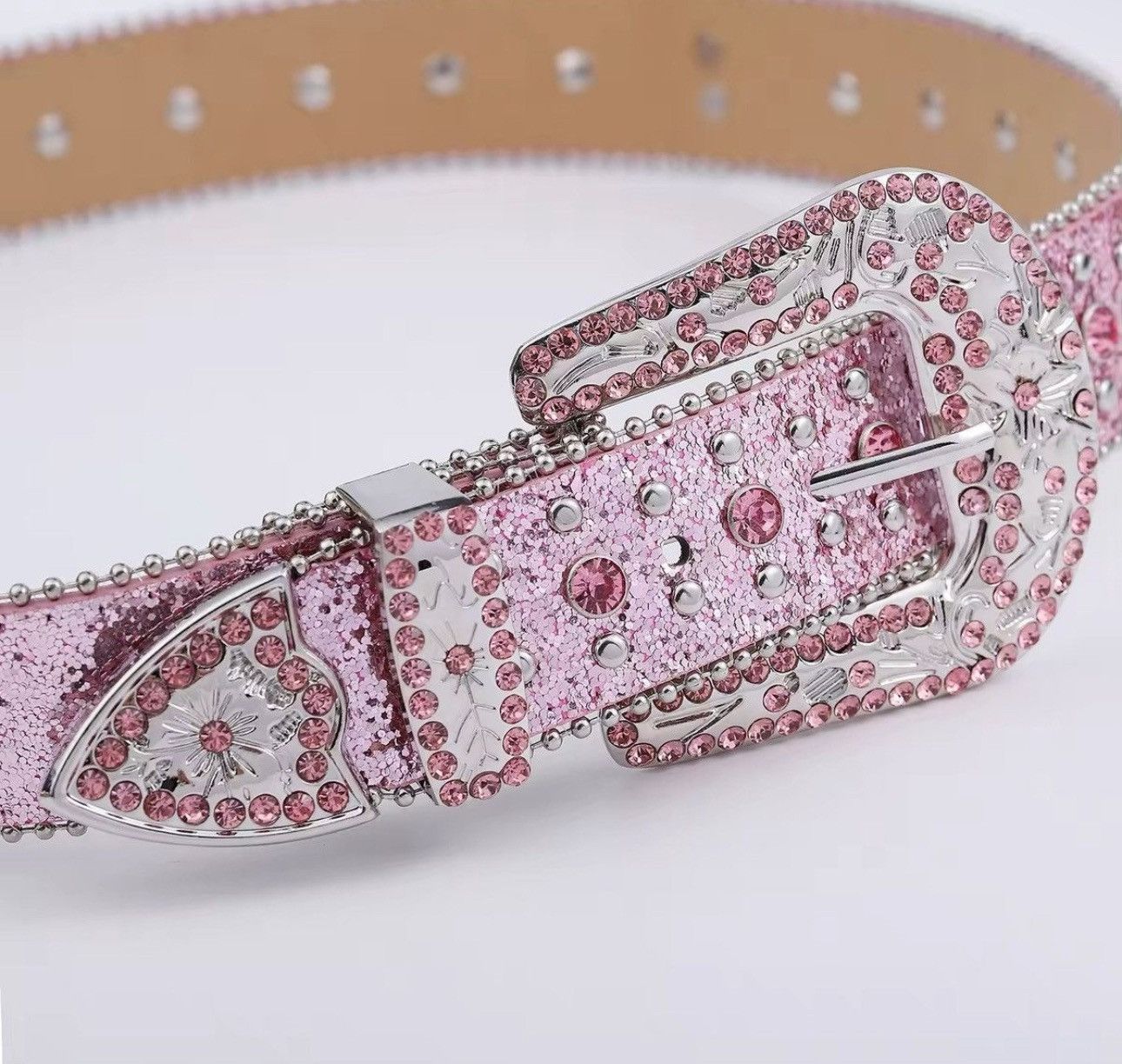 Other Rhinestone Gothic Punk Pink Skulls Cross Belt Size ONE SIZE - 4 Thumbnail