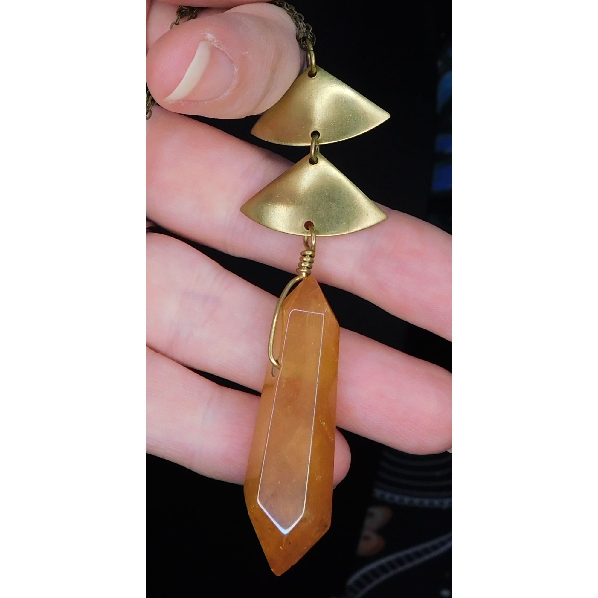 Other Abstract Geometric Necklace With Orange Stone Pillar Size ONE SIZE - 4 Thumbnail