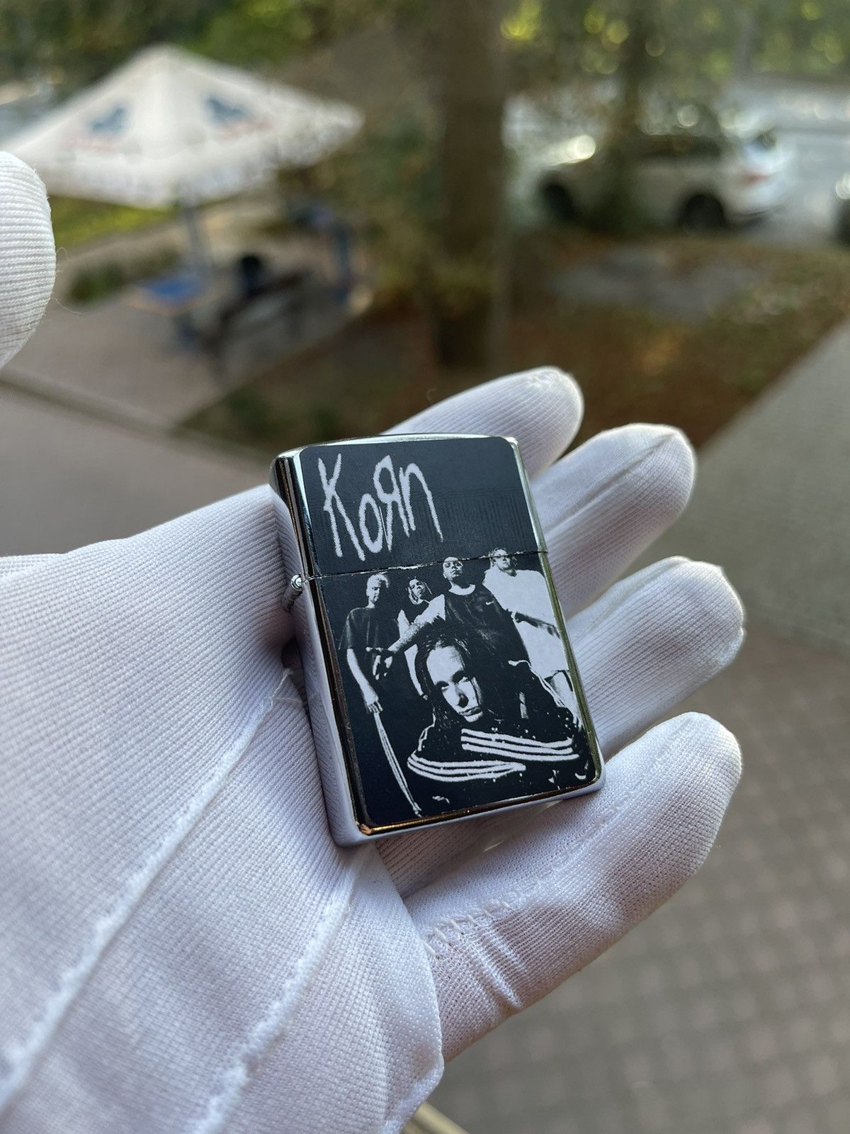 Vintage ☄️KORN ROCK Silver lighter, WORK! RARE album Size ONE SIZE - 1 Thumbnail