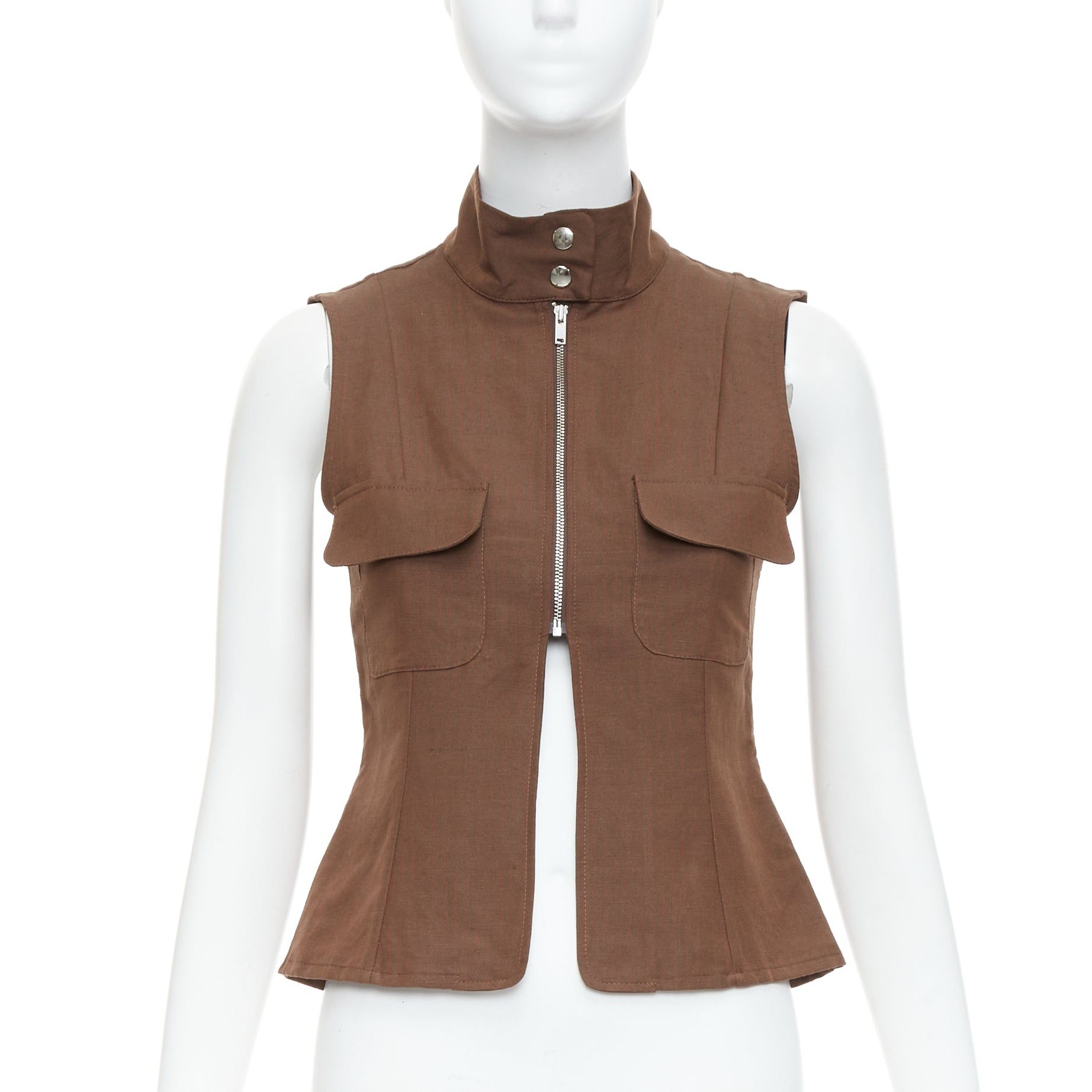 Paloma Wool PALOMA WOOL brown linen organic cotton pocketed sleeveless top XS Size S / US 4 / IT 40 - 1 Thumbnail