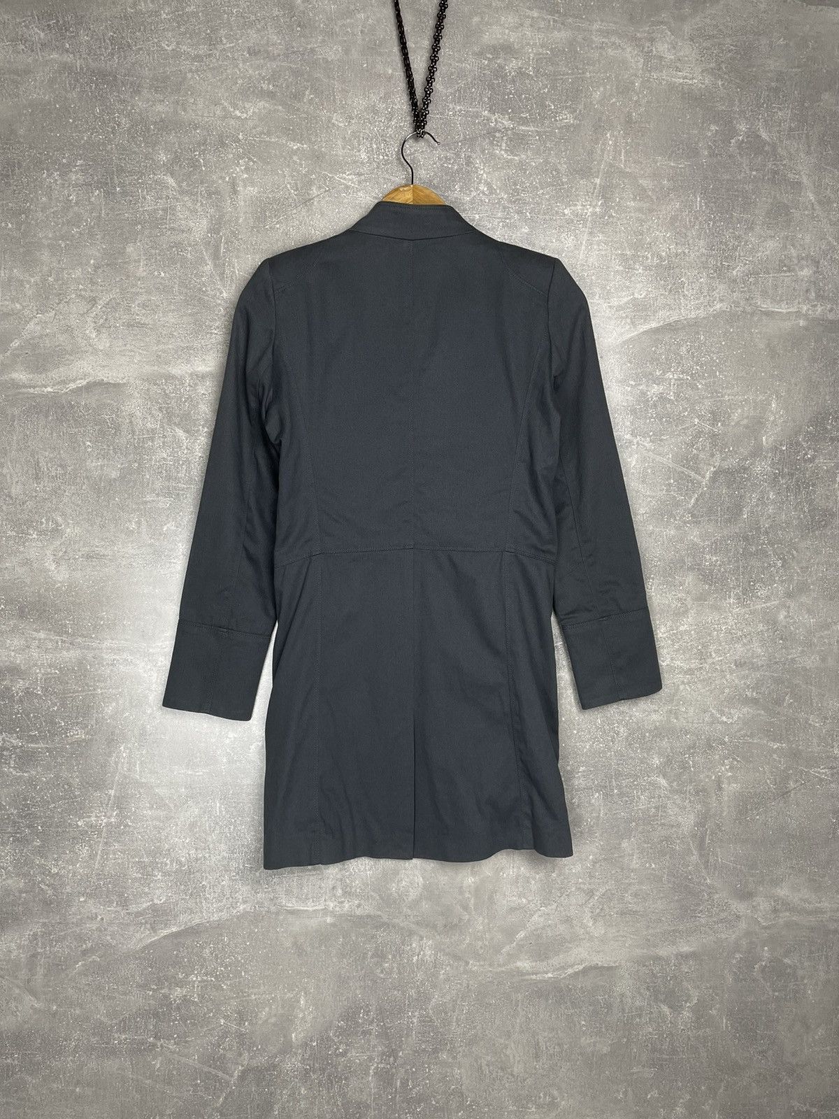 Sandro Sandro Blue Cotton Colarless Blazer Cape Coat Jacket Size XS / US 0-2 / IT 36-38 - 6 Thumbnail