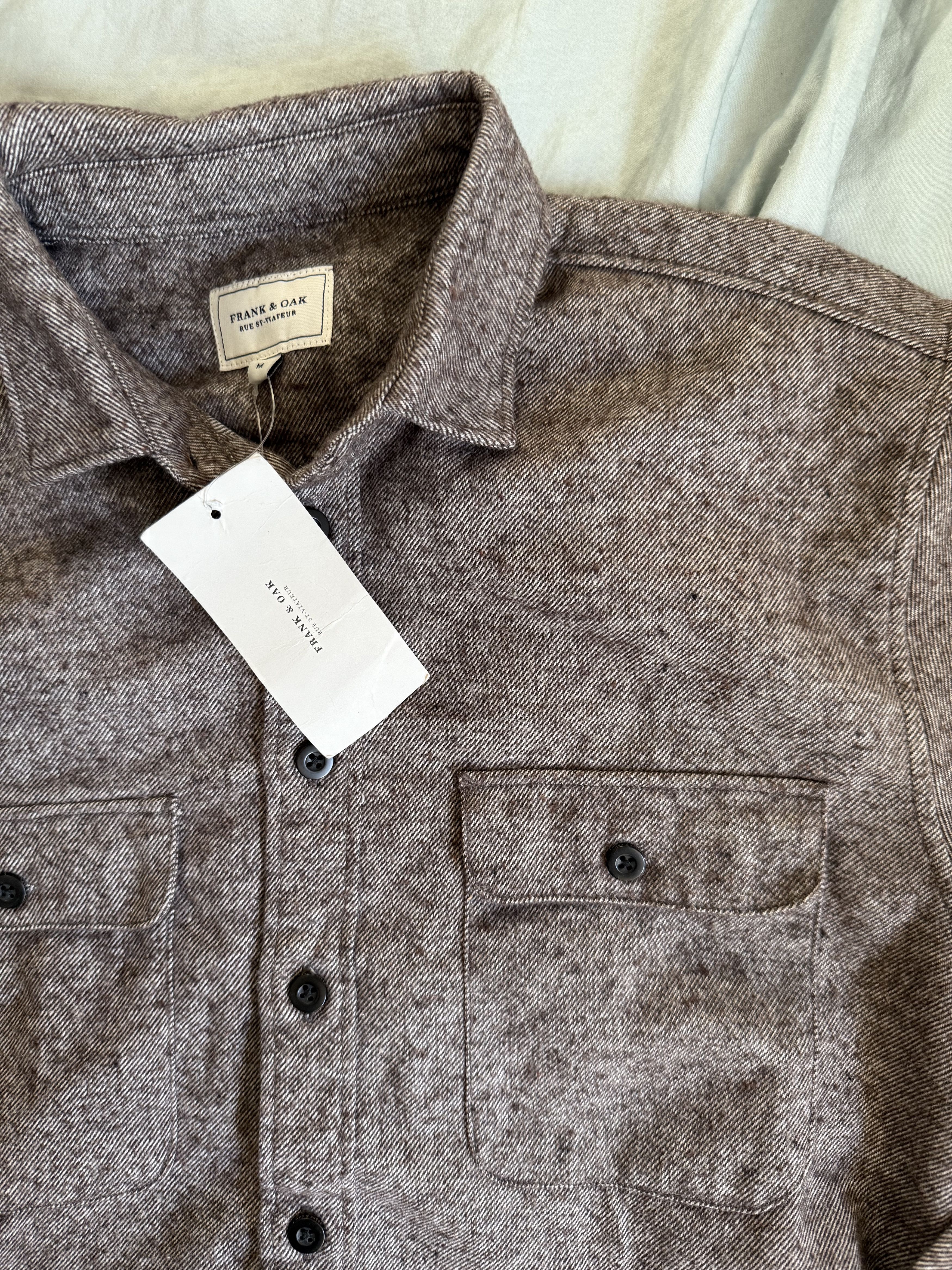 Frank & Oak speckled button up shirt slim fit medium $89.50