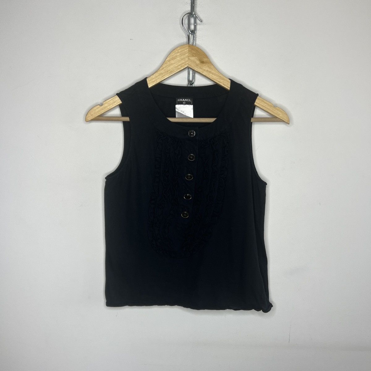 Chanel Chanel Cotton Black Blouse Top Vintage Classic Luxury Size XS / US 0-2 / IT 36-38 - 1 Thumbnail