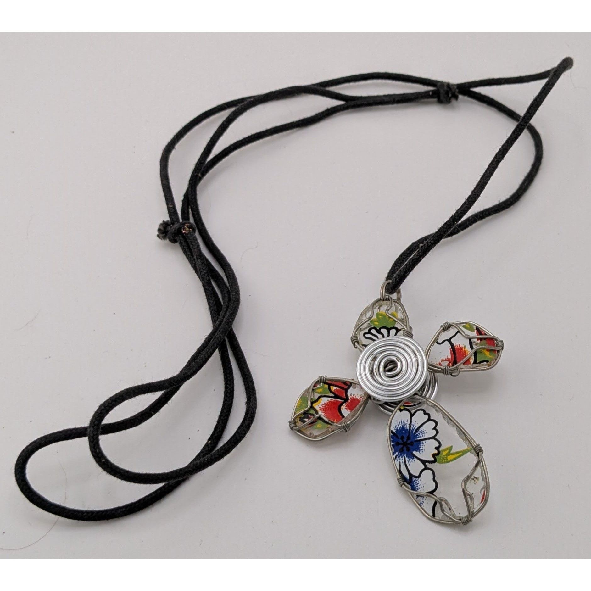 Other Floral Wire Wrapped Glass Cross Pendant Necklace Size ONE SIZE - 5 Thumbnail