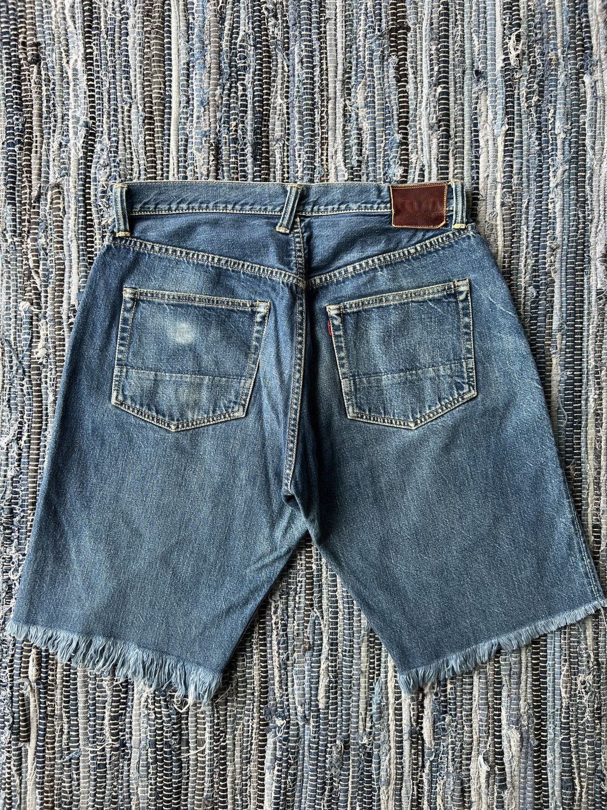 Evisu Vintage Evisu No 1 Raw Hem Beauty Faded Selvaged Jorts Denim Size US 33 - 1 Thumbnail