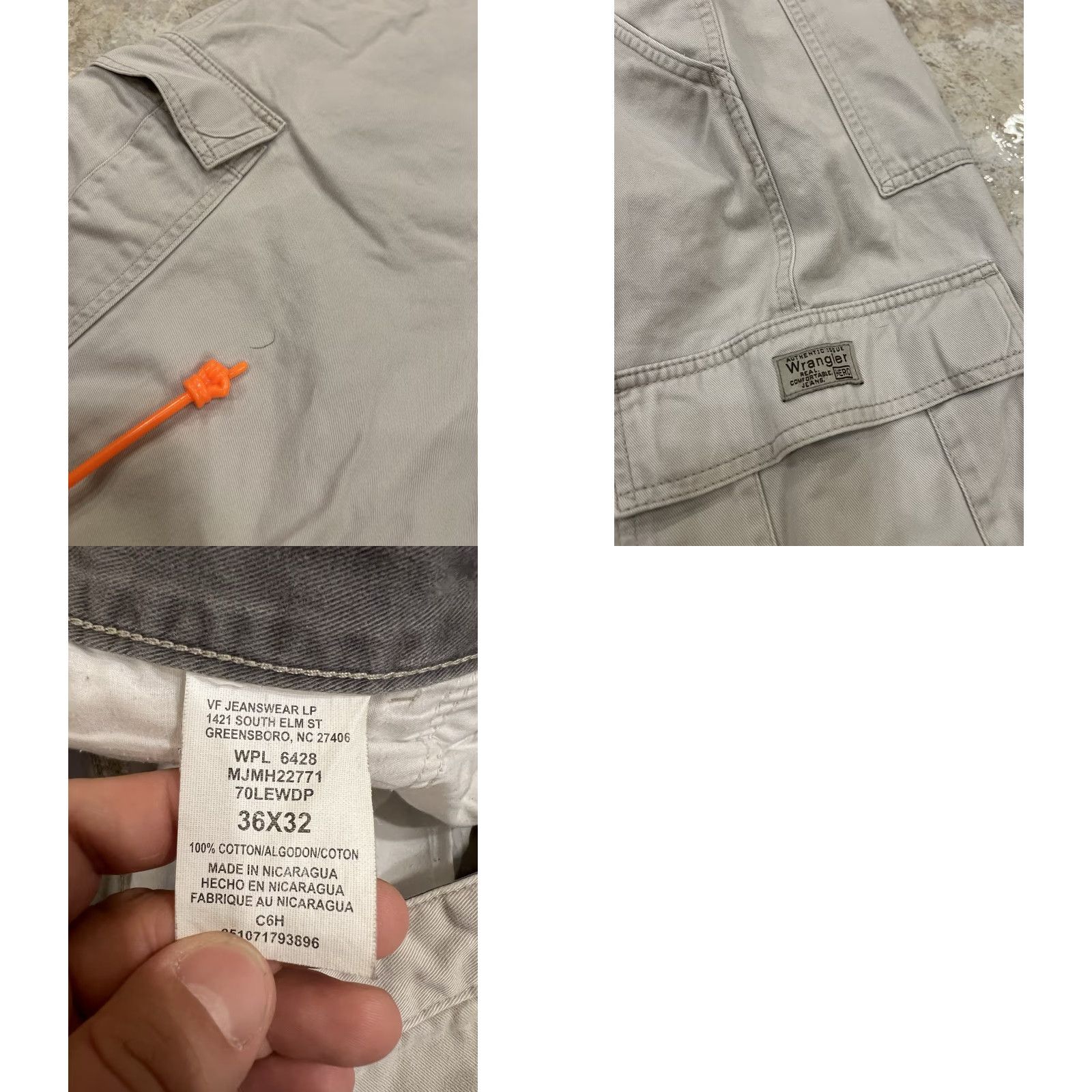 Wrangler WRANGLER Mens Cargo Pants Beige Twill Canvas Carpenter 5-Pocket Relaxed Cargo Pants 36X32 Mens Regular 36 Beige Stone Casual Workwear Size US 36 / EU 52 - 8 Thumbnail