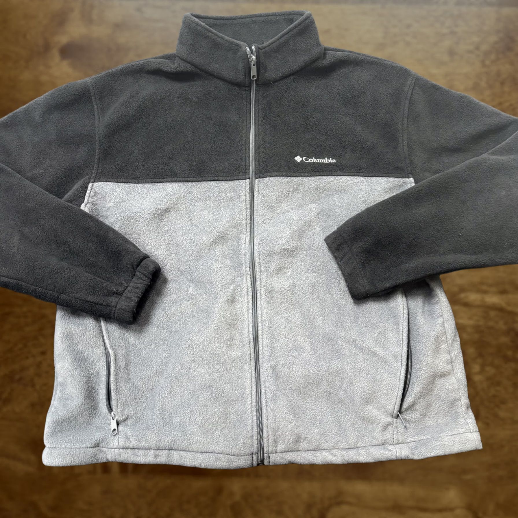 Vintage Columbia Jacket Mens 2XL Gray Black Fleece Full Zip Stand Collar Outdoor Casual Size US XXL / EU 58 / 5 - 1 Thumbnail