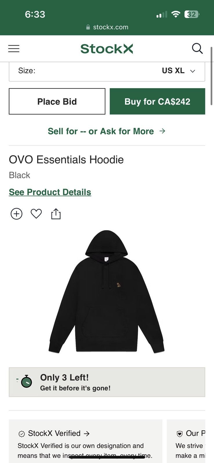 October's Very Own Octobers Very Own OVO Black Pullover Hoodie Size US L / EU 52-54 / 3 - 9 Thumbnail