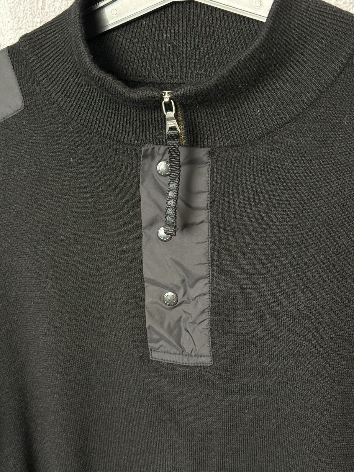 Prada Vintage Prada Sport Black Wool & Nylon Sweater Zip Pullover Size US L / EU 52-54 / 3 - 8 Thumbnail