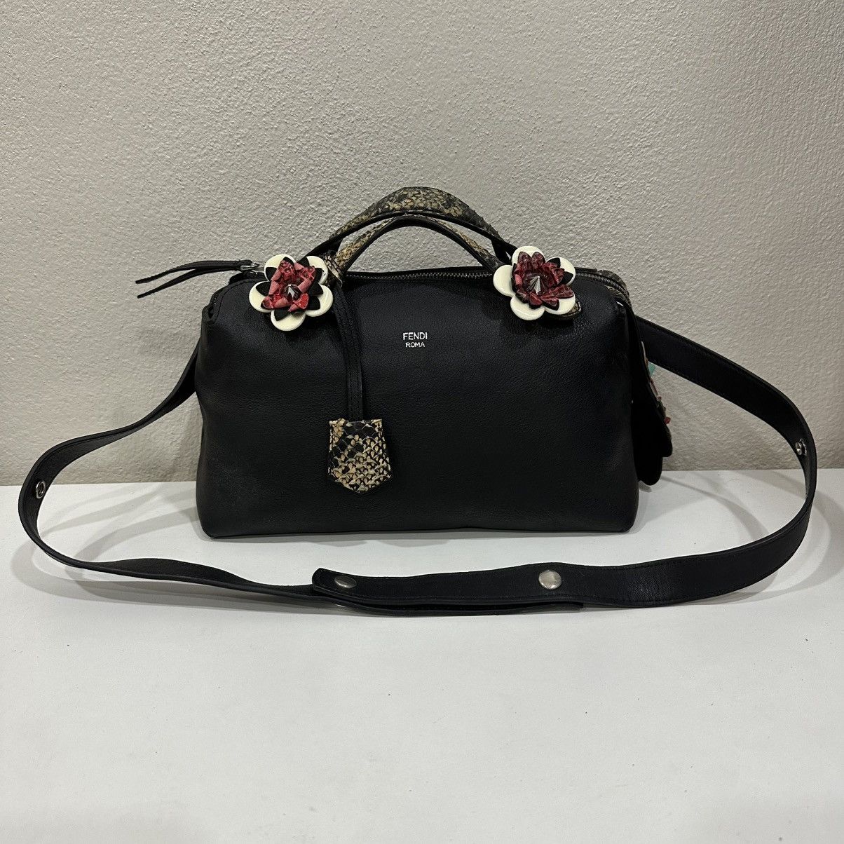 Fendi FENDI ROMA BLACK LEATHER AND PHYTON SMALL BY THE WAY SATCHEL Size ONE SIZE - 2 Thumbnail