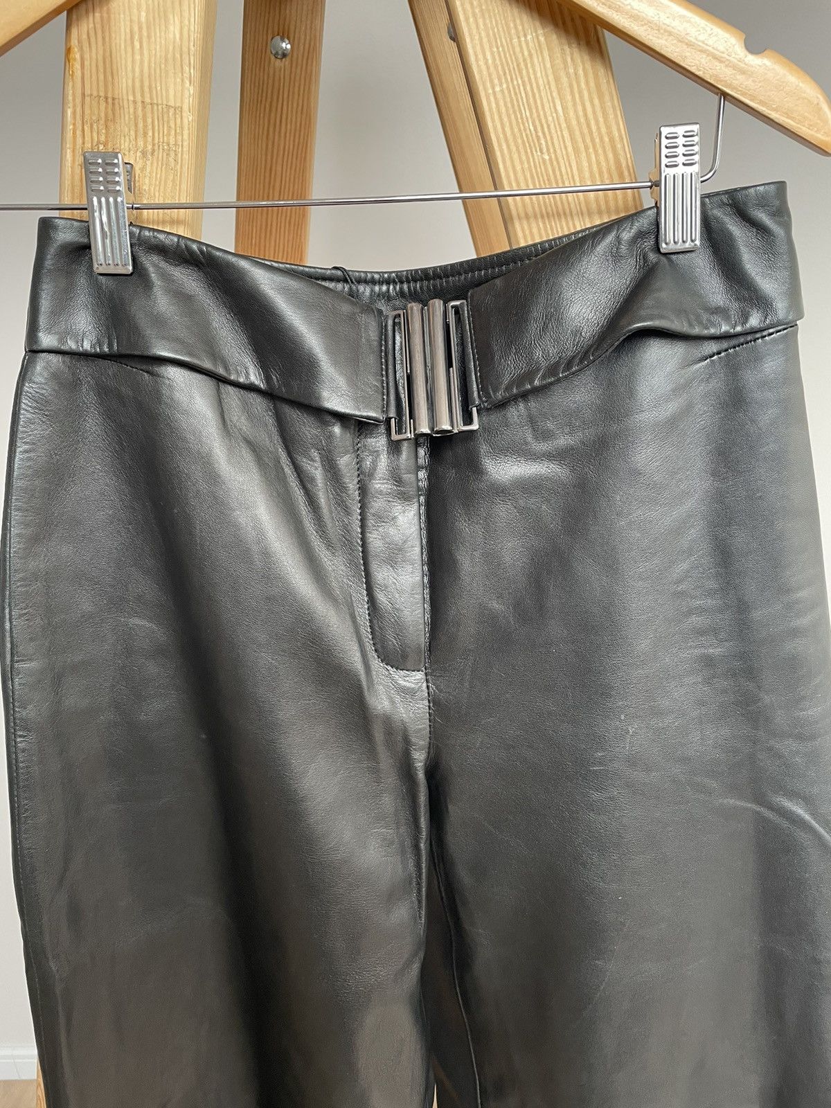 Joseph Joseph Fine Nappa Matt Black Leather Lambskin Pants 36 Size 25" / US 0 / IT 36 - 2 Thumbnail