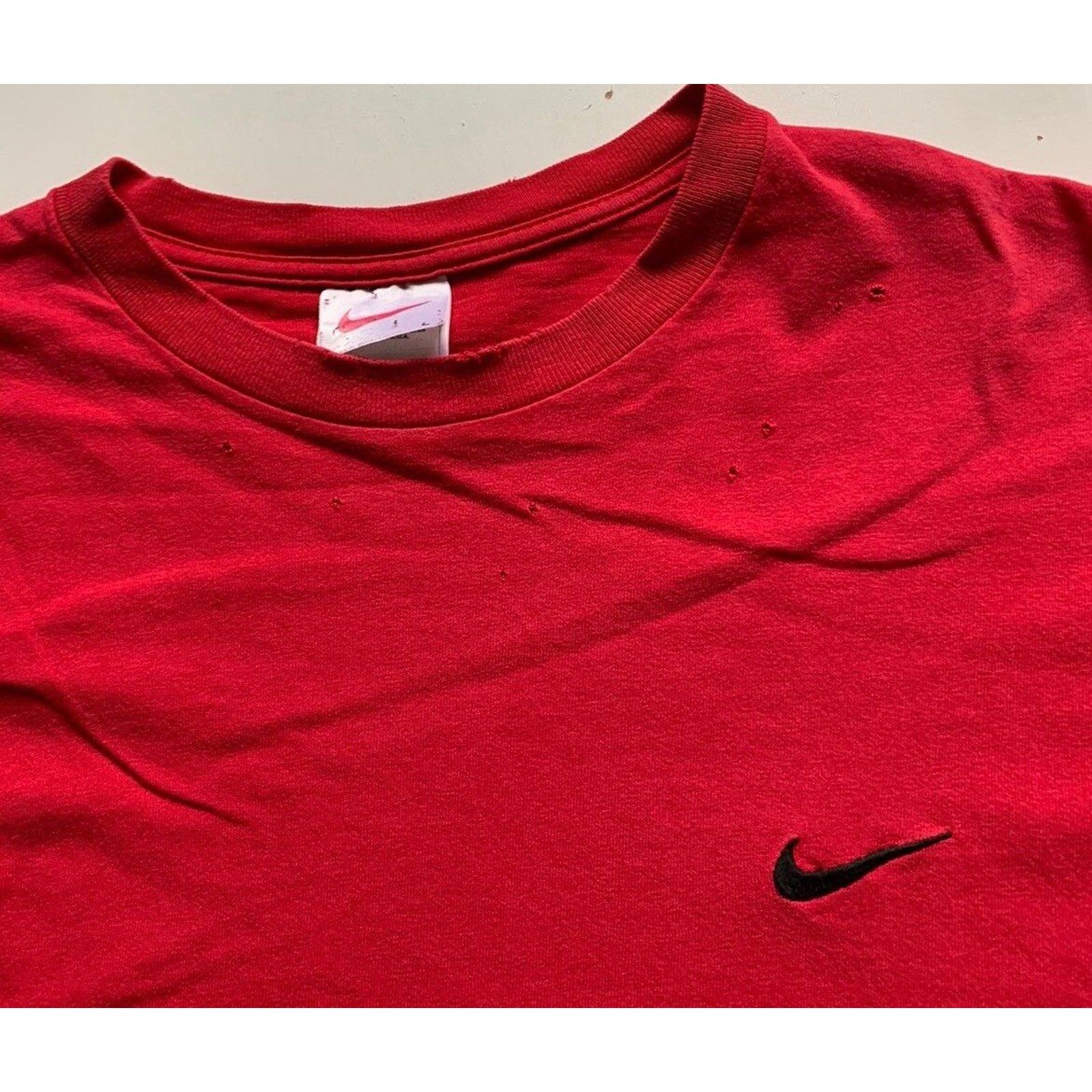 Nike × Vintage Vintage 90s Nike Air T Shirt Swoosh Basic Large Red Rare Size US L / EU 52-54 / 3 - 2 Thumbnail