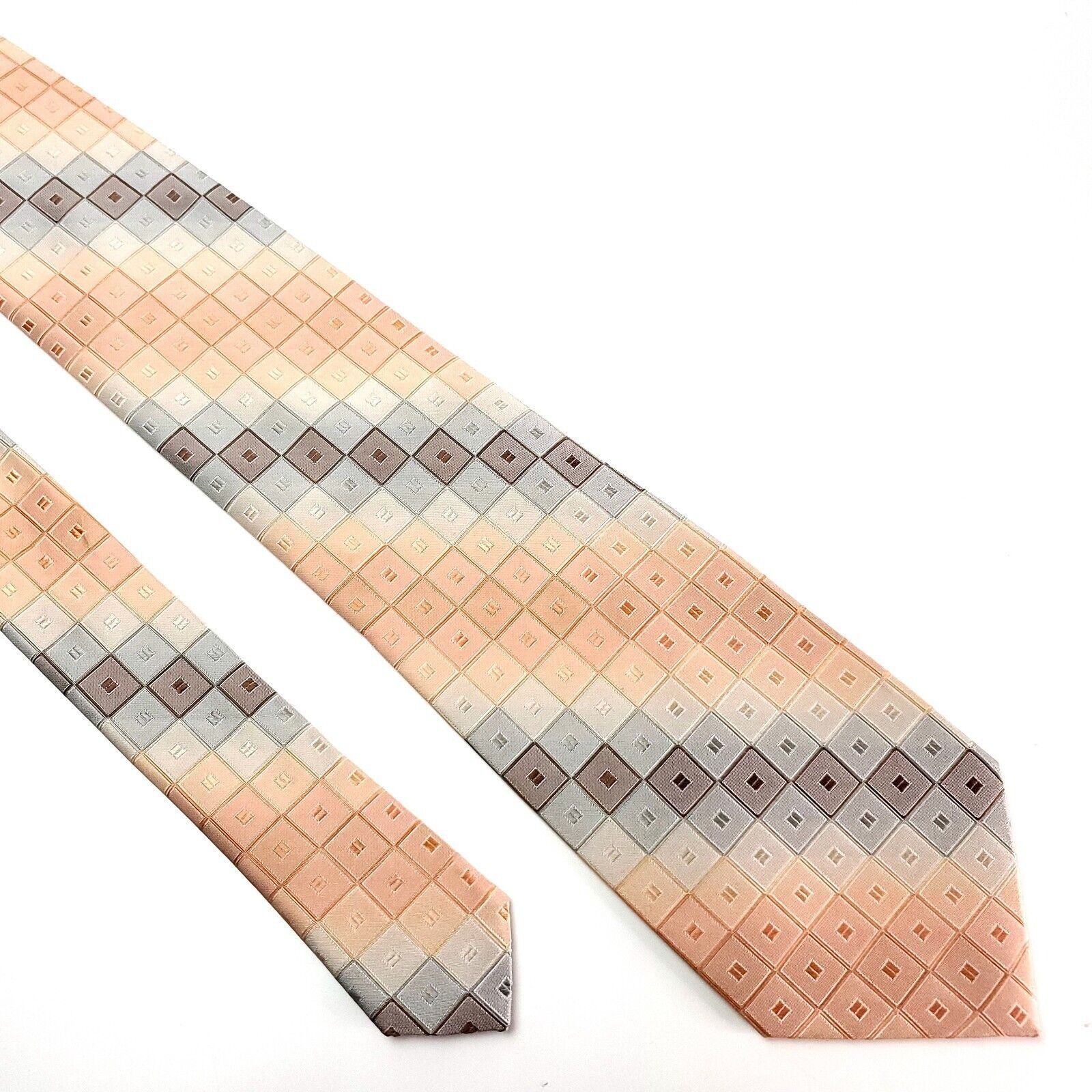 Van Heusen Van Heusen Silk Tie Peach Geometric Woven Size ONE SIZE - 1 Thumbnail