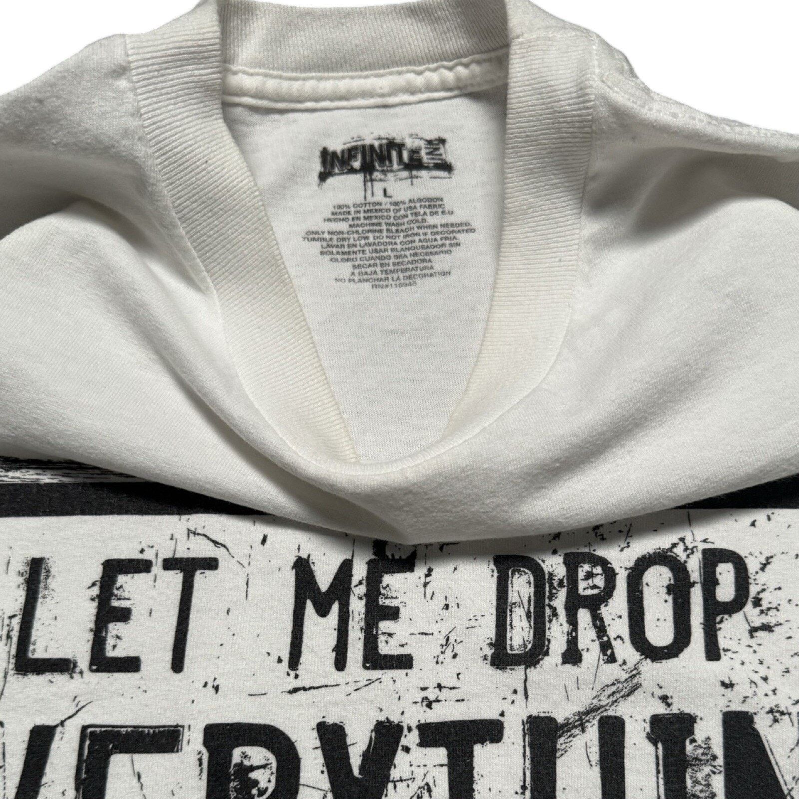 Vintage Y2K White Parody Script T Shirt L Let me drop everything Size US L / EU 52-54 / 3 - 3 Thumbnail