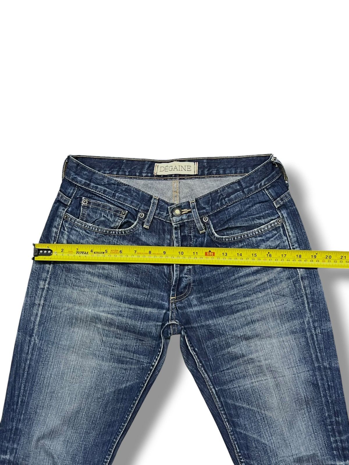 Japanese Brand Vintage Degaine Usa - Faded Wash Honeycomb, Distressed Denim Size 30" / US 8 / IT 44 - 15 Thumbnail