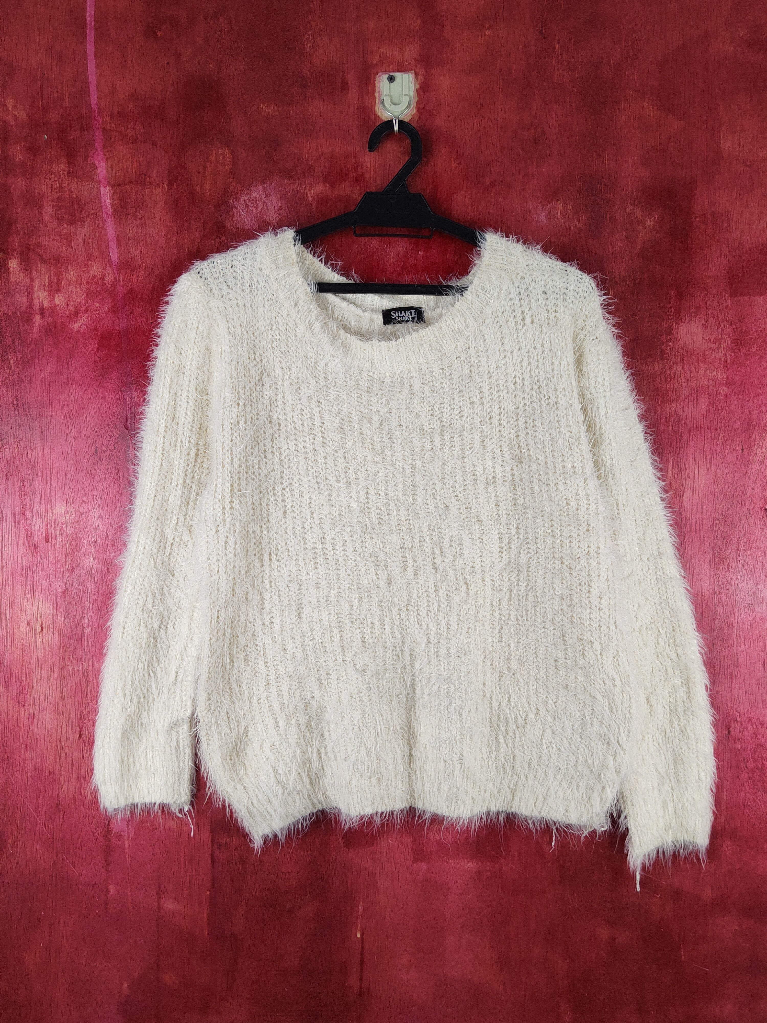 Homespun Knitwear Shake Shake Ivory Shag Shaggy Fur Mohair Knitwear #S1927 Size S / US 4 / IT 40 - 1 Thumbnail