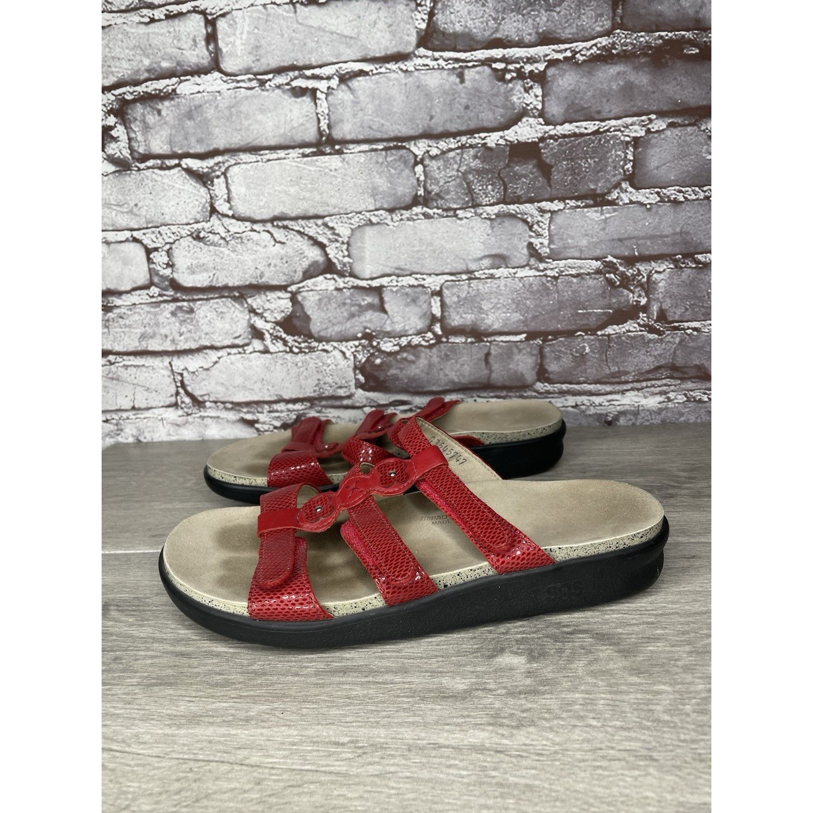 Other SAS Naples Red Leather Snakeskin Embossed 3 Strap Sandals Wo Size US 9.5 / IT 39.5 - 18 Thumbnail