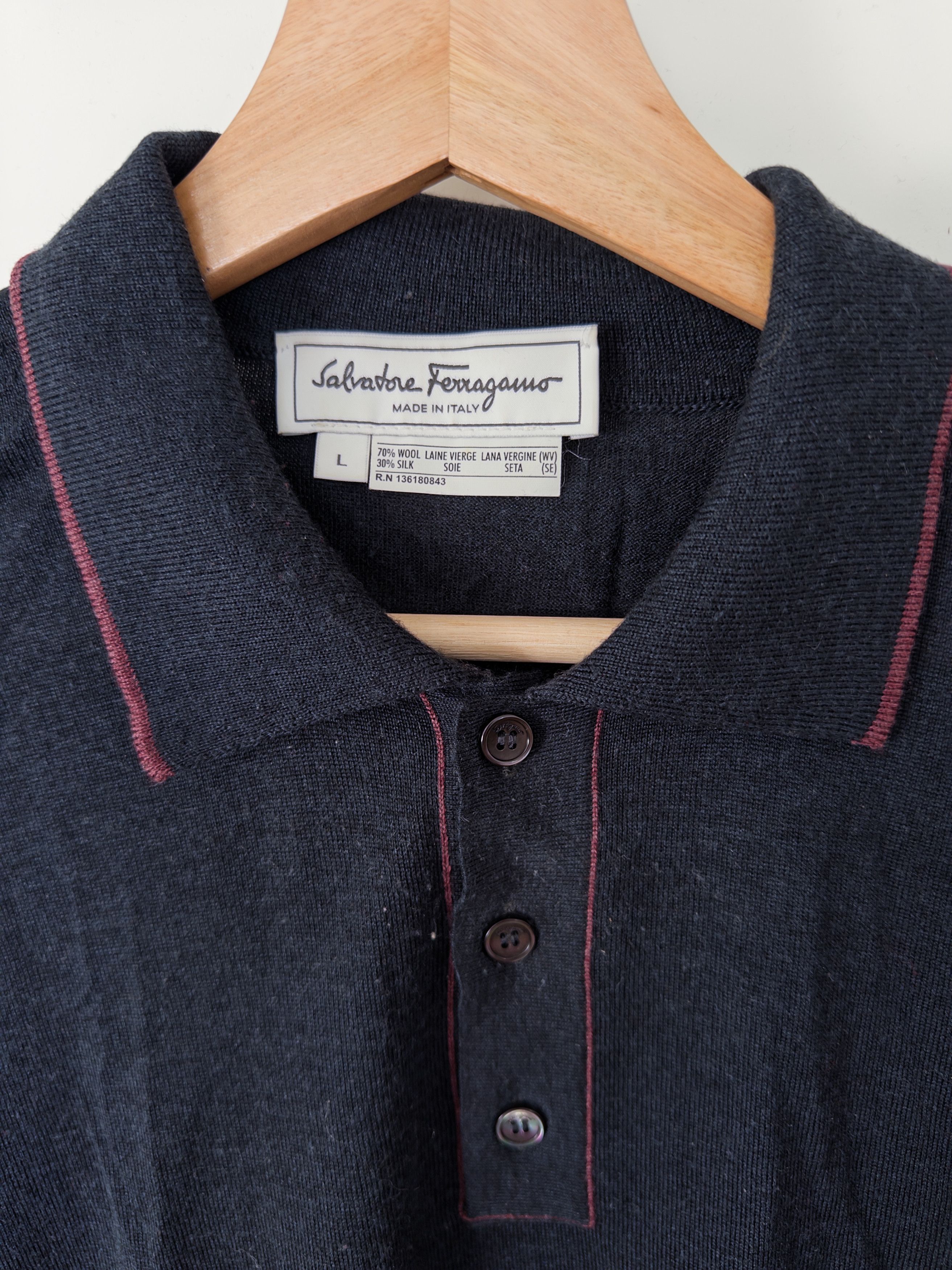 Salvatore Ferragamo Ferragamo Knitted Long Sleeve Polo Size US L / EU 52-54 / 3 - 2 Thumbnail