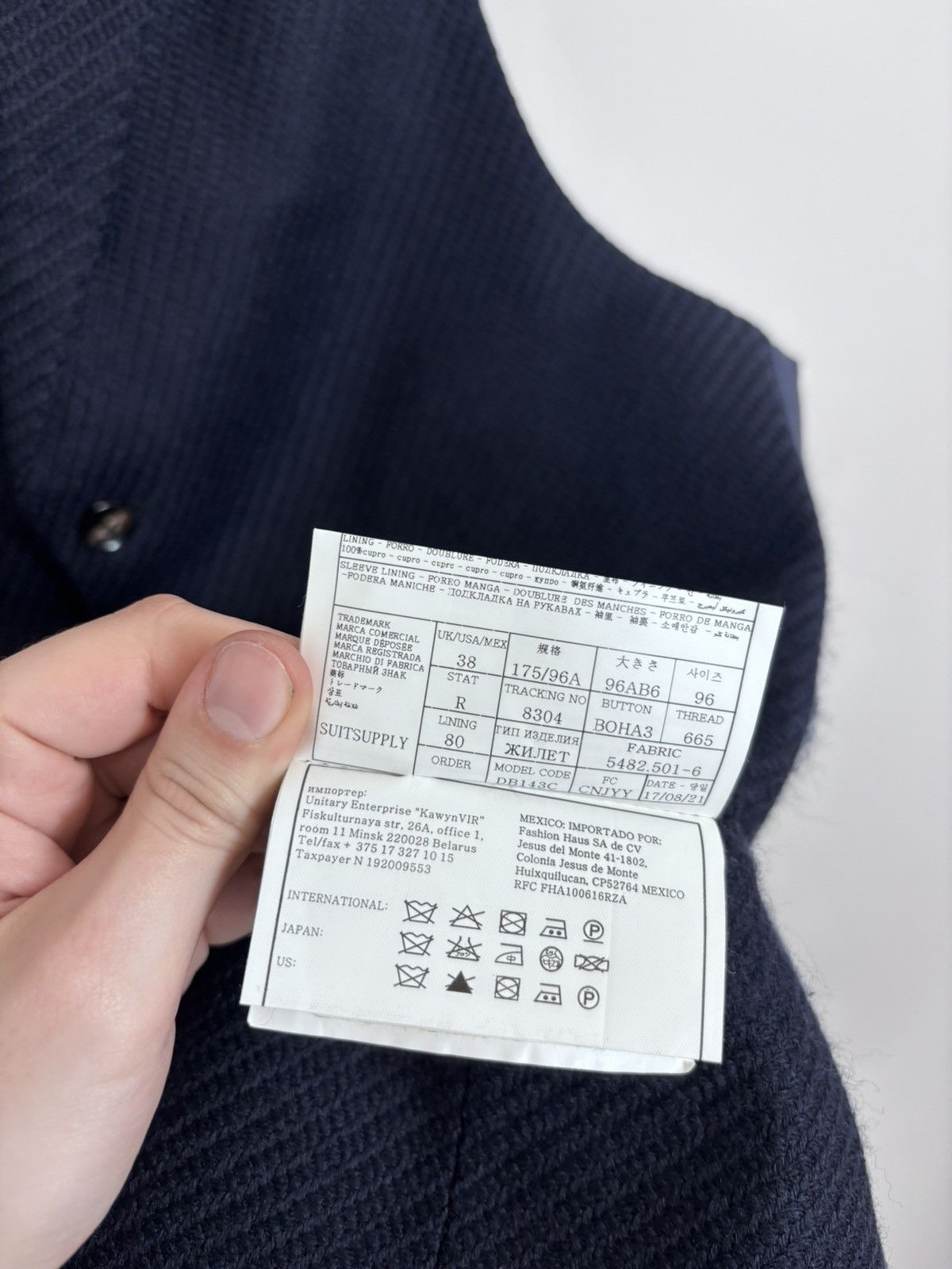 Suitsupply Suitsupply Capetown Men’s Navy Blue Wool Waistcoat Vest Size 38R - 9 Thumbnail
