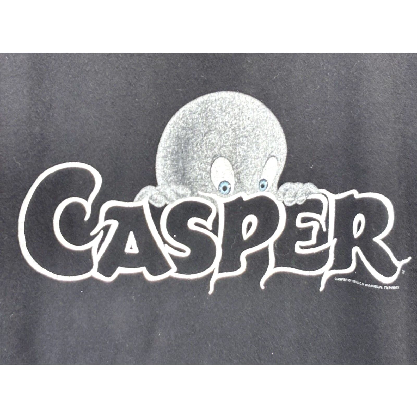 Tultex VINTAGE 1995 Casper The Ghost Graphic Print T-Shirt Black Crew Neck Short Sleeve Large Mens Size US L / EU 52-54 / 3 - 4 Thumbnail