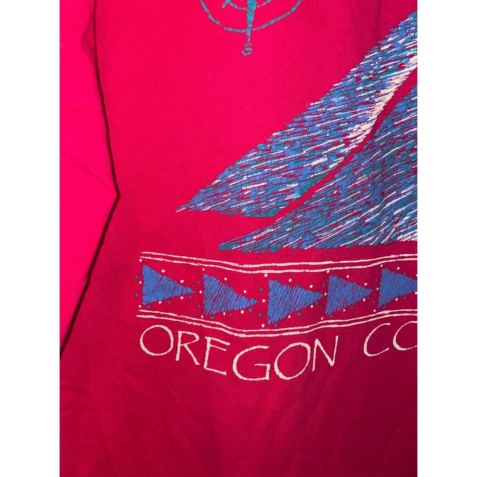 Fruit Of The Loom Vintage Oregon Coast Shirt Sailboat Sail Boat Pink Tee 90s X Size US XL / EU 56 / 4 - 4 Thumbnail