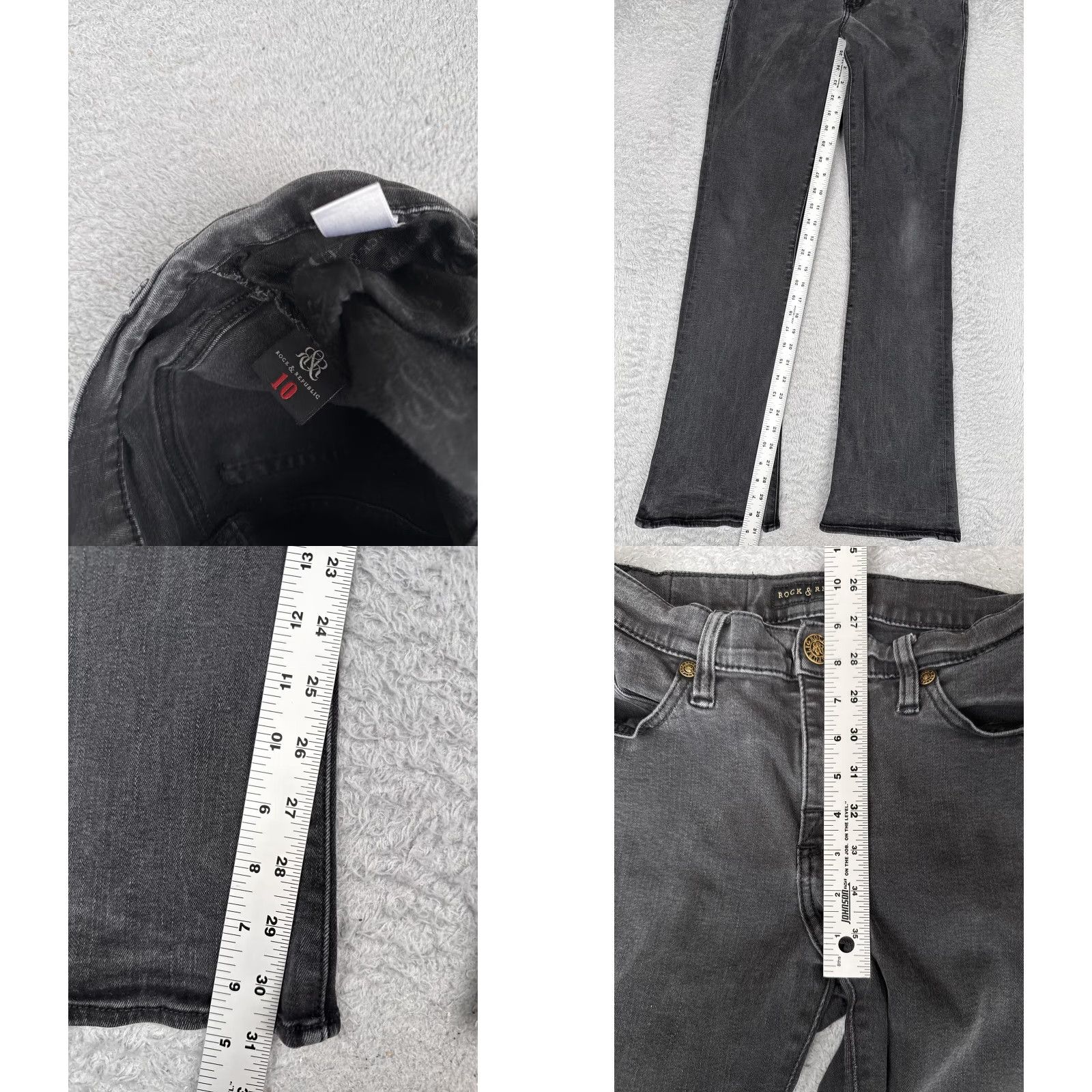 Vintage Rock & Republic Kendra Curvy Bootcut Jeans Womens 10 Gray Charcoal Wash 30x31 Denim Jeans Rock & Republic Kasandra Womens Size 32" / US 10 / IT 46 - 8 Thumbnail