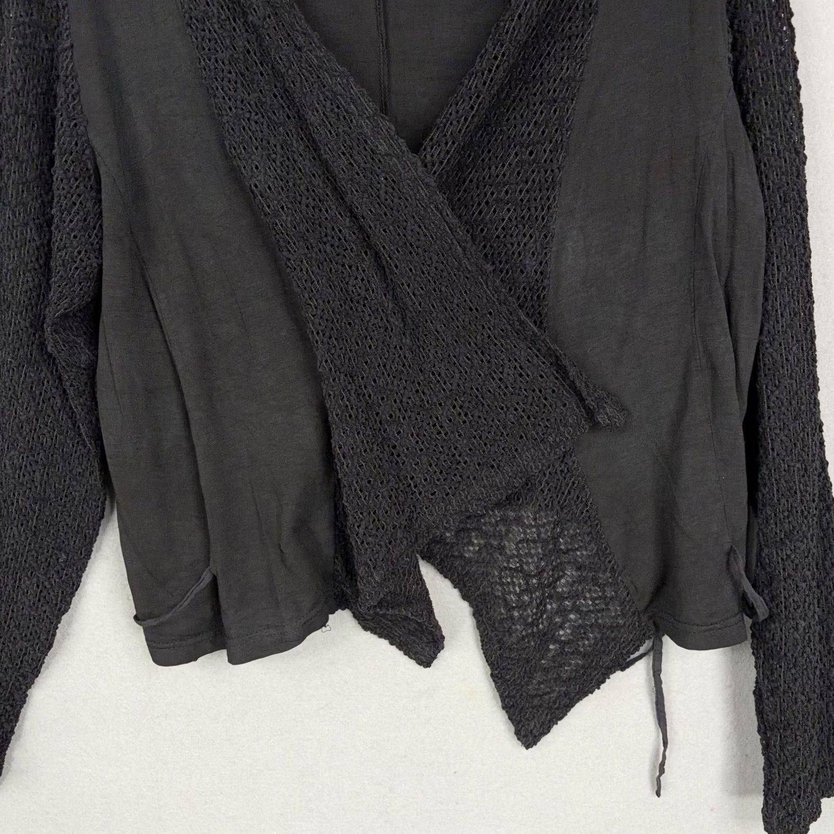 Vintage Sacred Threads Sweater Womens L XL Black Open Front Crochet Cardigan Boho Goth Size L / US 10 / IT 46 - 3 Thumbnail