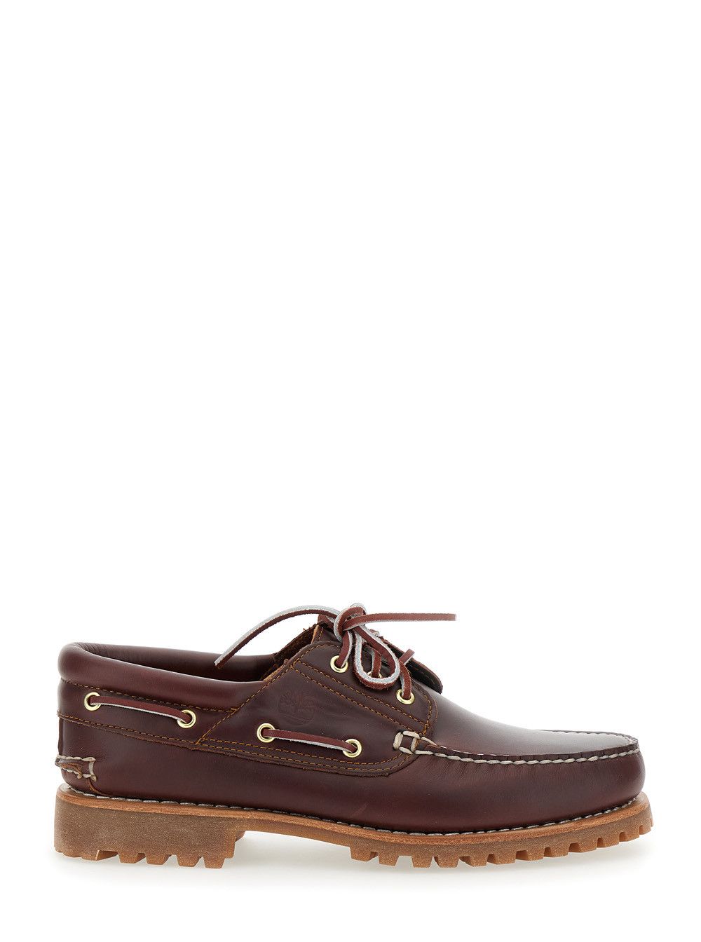 'Authentic' Brown Loafers with Embossed Logo on the Side in Leather Man