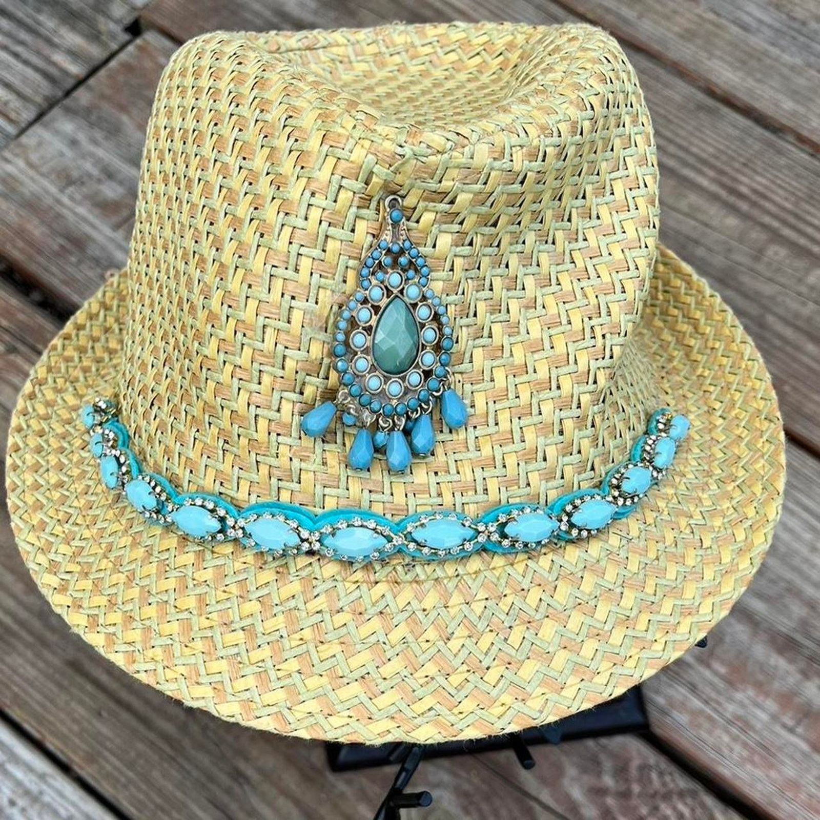 Other Turquoise womens woven hat Size ONE SIZE - 1 Thumbnail