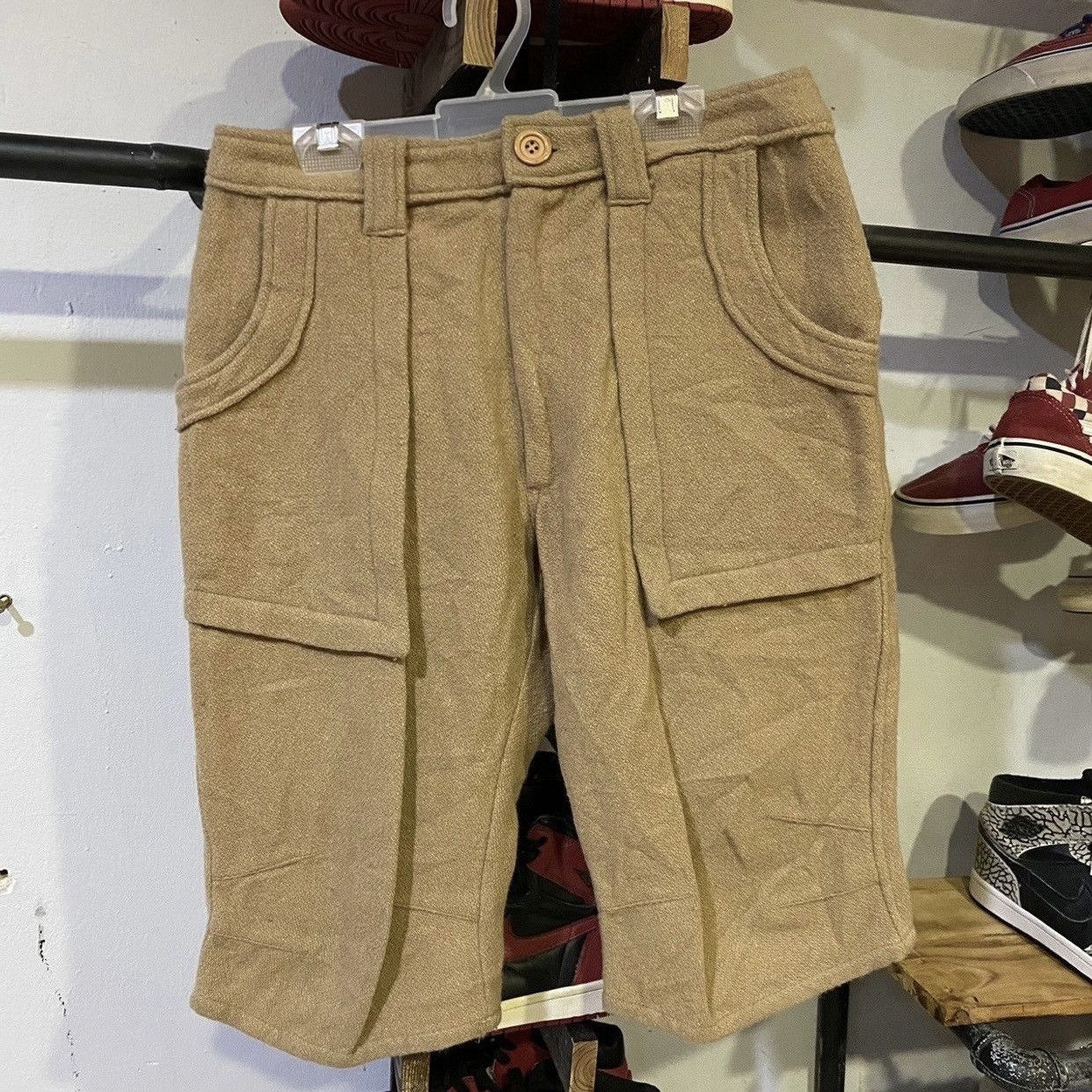 Sugar Japanese Brand Cube sugar Beige Wool Reconstruct Shorts Size US 29 - 1 Thumbnail