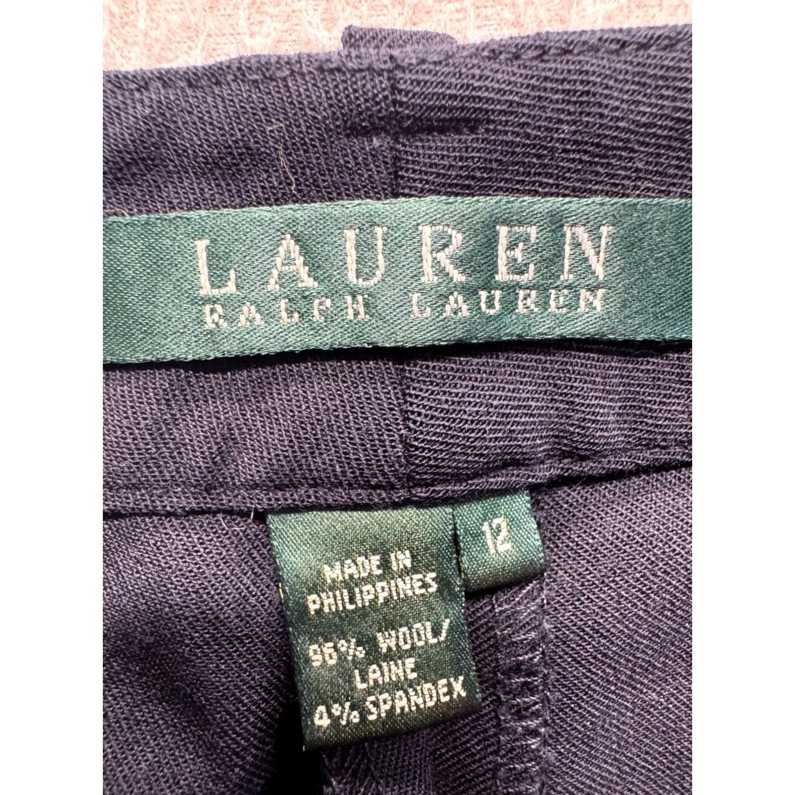 Ralph Lauren Lauren Ralph Lauren Navy Wool/Spandex Dress Pants Size 12 Womens Vintage Classic Fit Trousers 34in Navy 12 Size 34" / US 12 / IT 48 - 3 Thumbnail