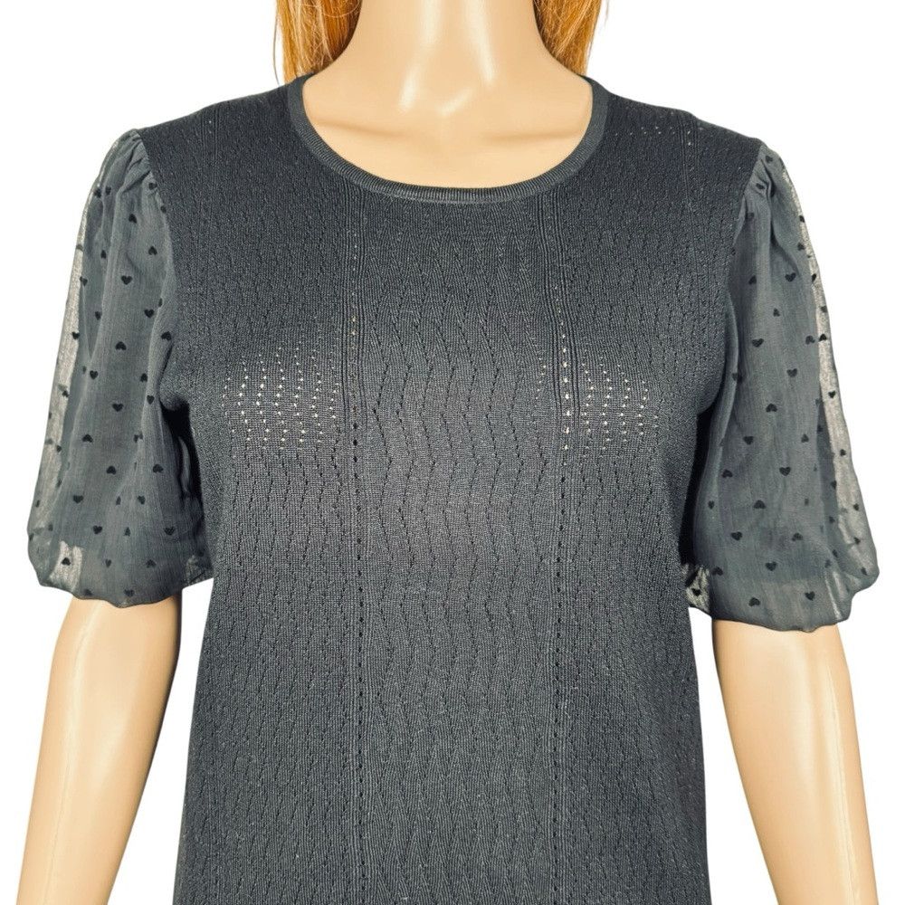 Adrianna Papell NWT New $89 Adrianna Papell Pointelle Knit Short Chiffon Sl Size S / US 4 / IT 40 - 2 Thumbnail