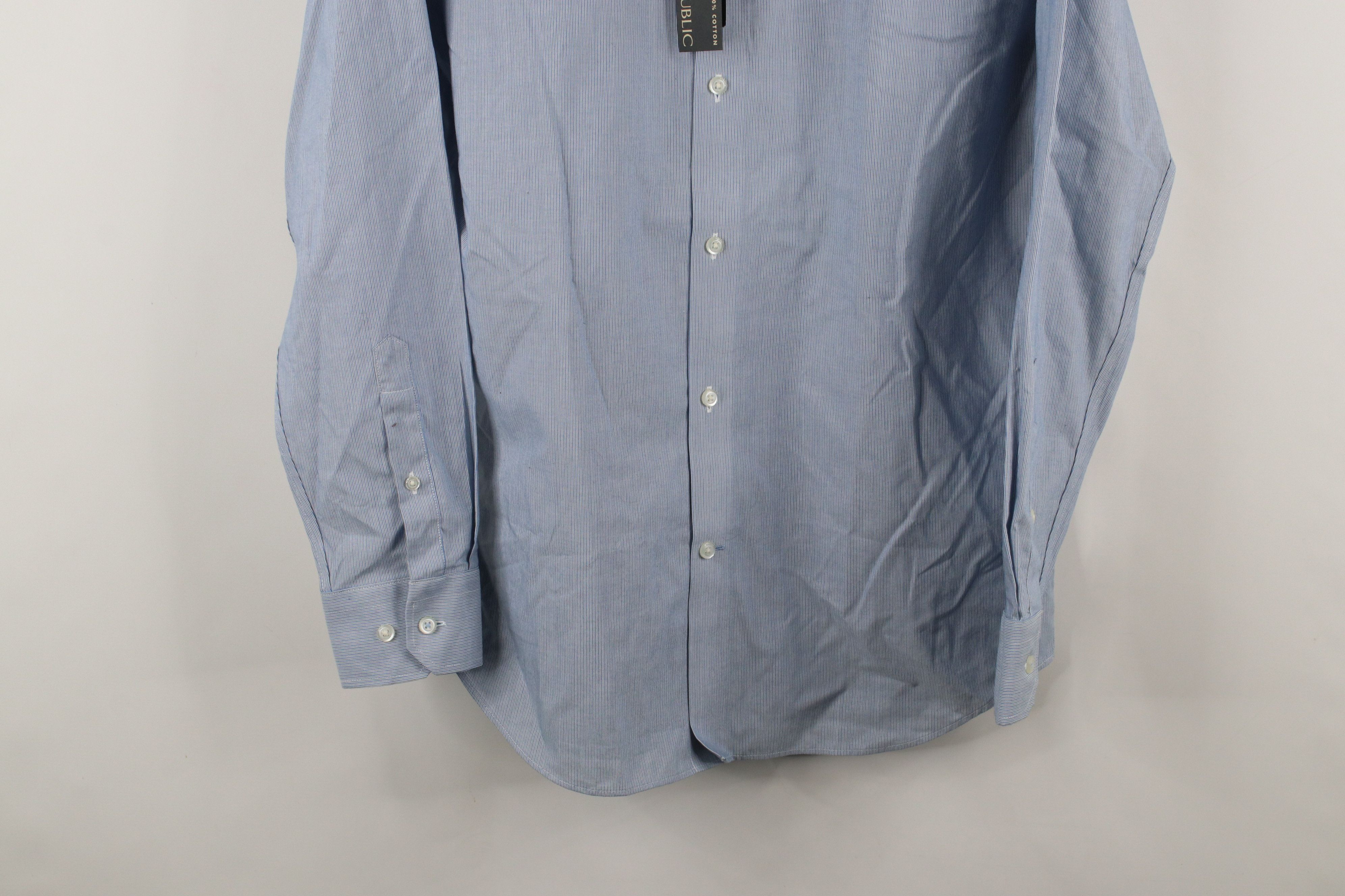 Banana Republic × Vintage New Banana Republic Striped Button Dress Shirt Blue Cotton Size US M / EU 48-50 / 2 - 3 Thumbnail