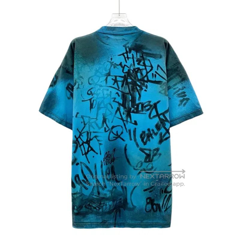 Balenciaga Balenciaga Navy Blue Graffiti Letter Printed Wool Round Ne Size US L / EU 52-54 / 3 - 2 Thumbnail