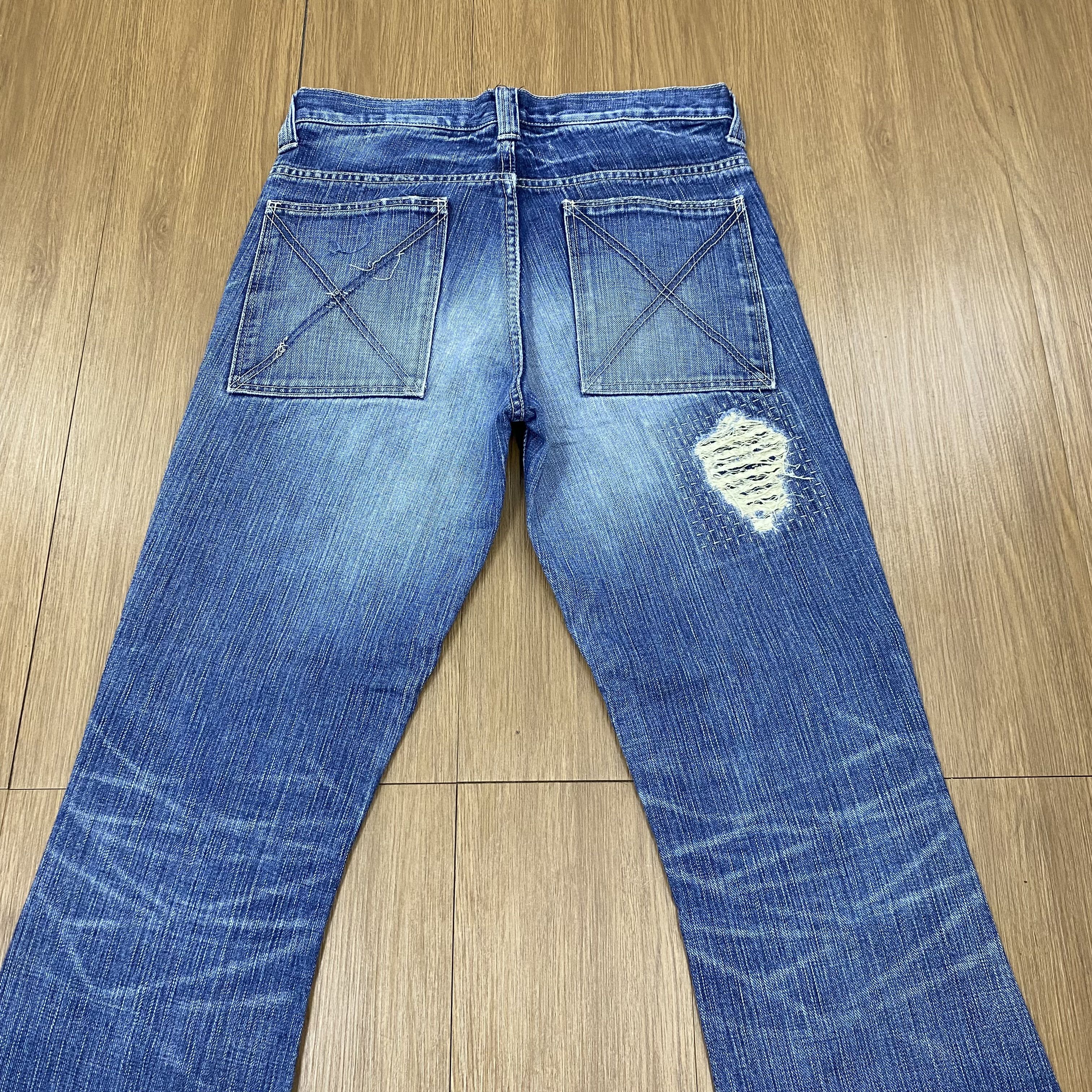 Japanese Brand × Vintage Vintage Sashiko Distress Jeans Flare Denim Patchwork CD161 Size US 31 - 4 Thumbnail