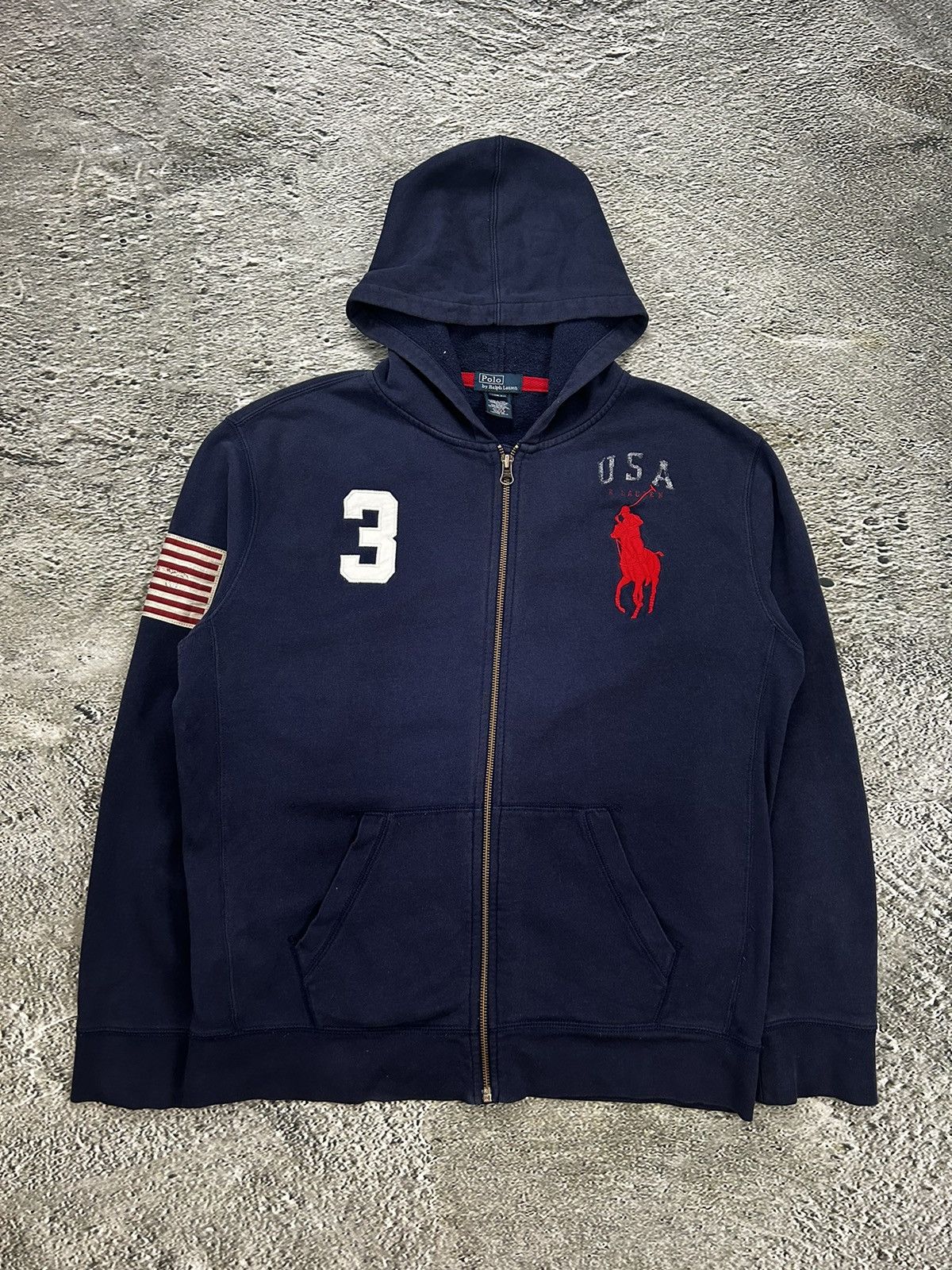 Ralph Lauren Chief Keef Polo Ralph Lauren zip hoodie USA navy | Grailed