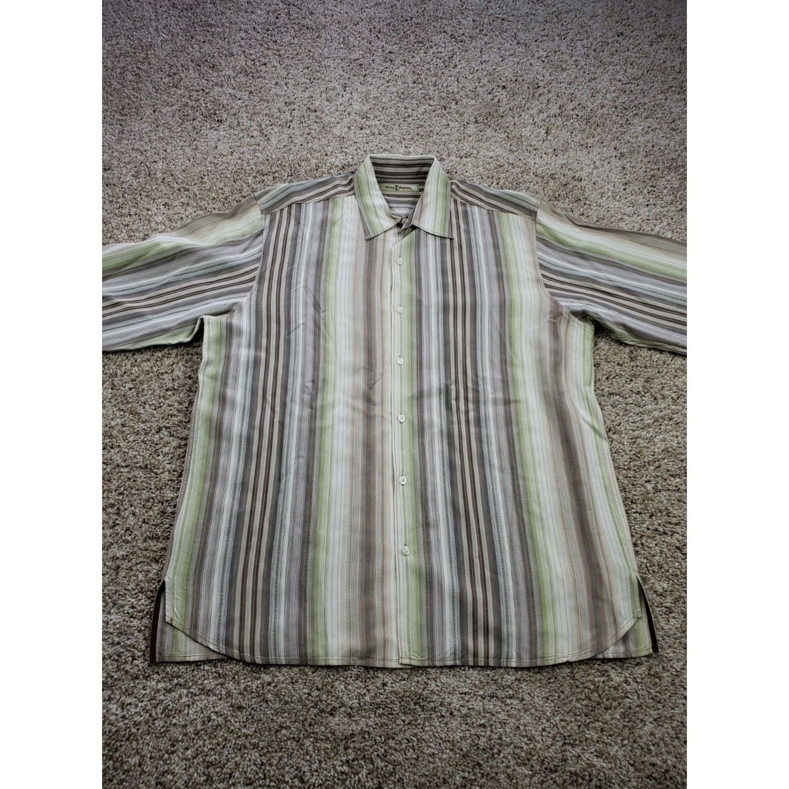 Tommy Bahama Tommy Bahama Shirt Multicolor Striped Lyocell Button Up Long Sleeve Men M Size US M / EU 48-50 / 2 - 3 Thumbnail