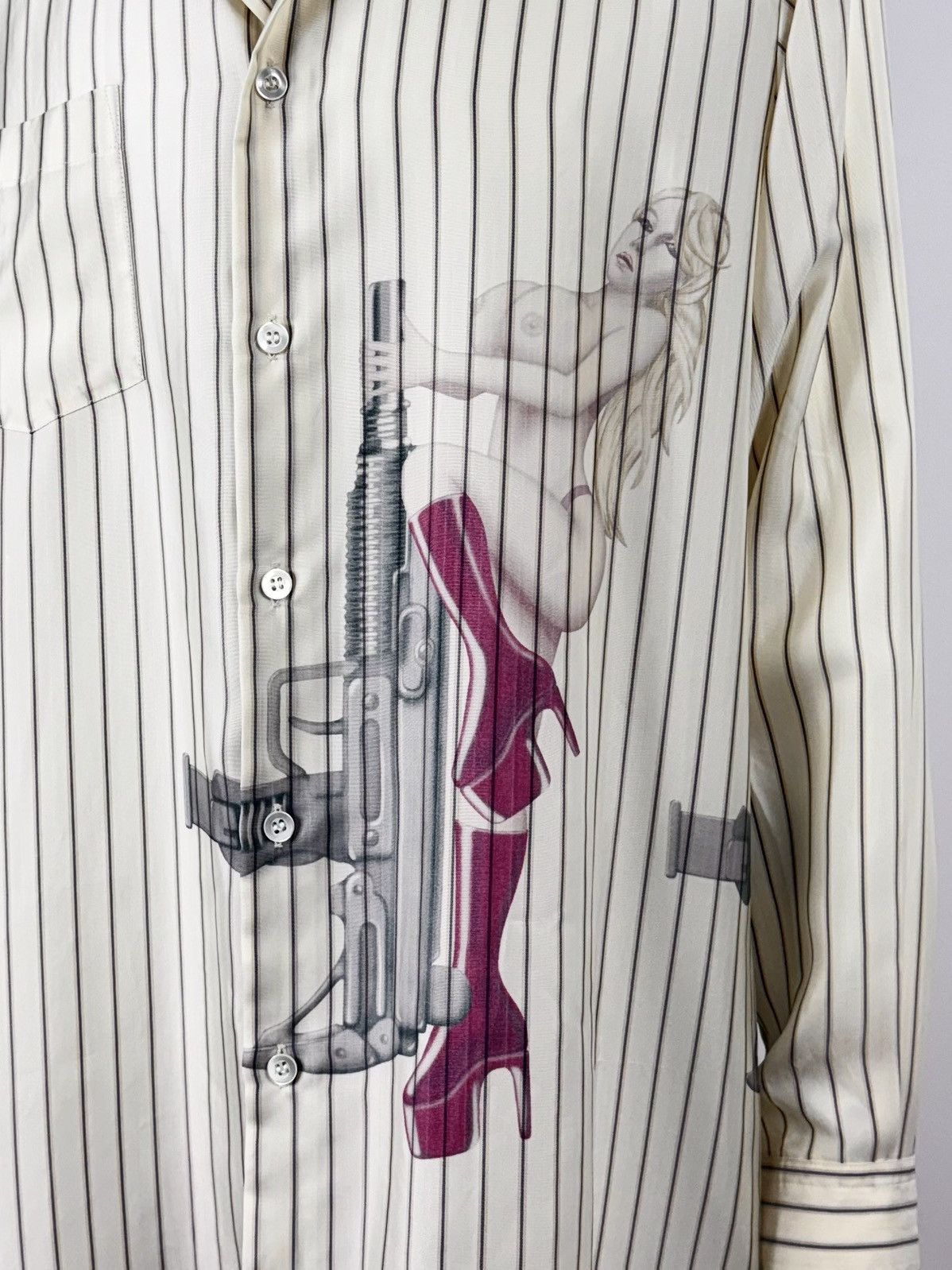 Yohji Yamamoto A/W 2008 Uzi Stripper Pin-Up Shirt Size US L / EU 52-54 / 3 - 2 Thumbnail