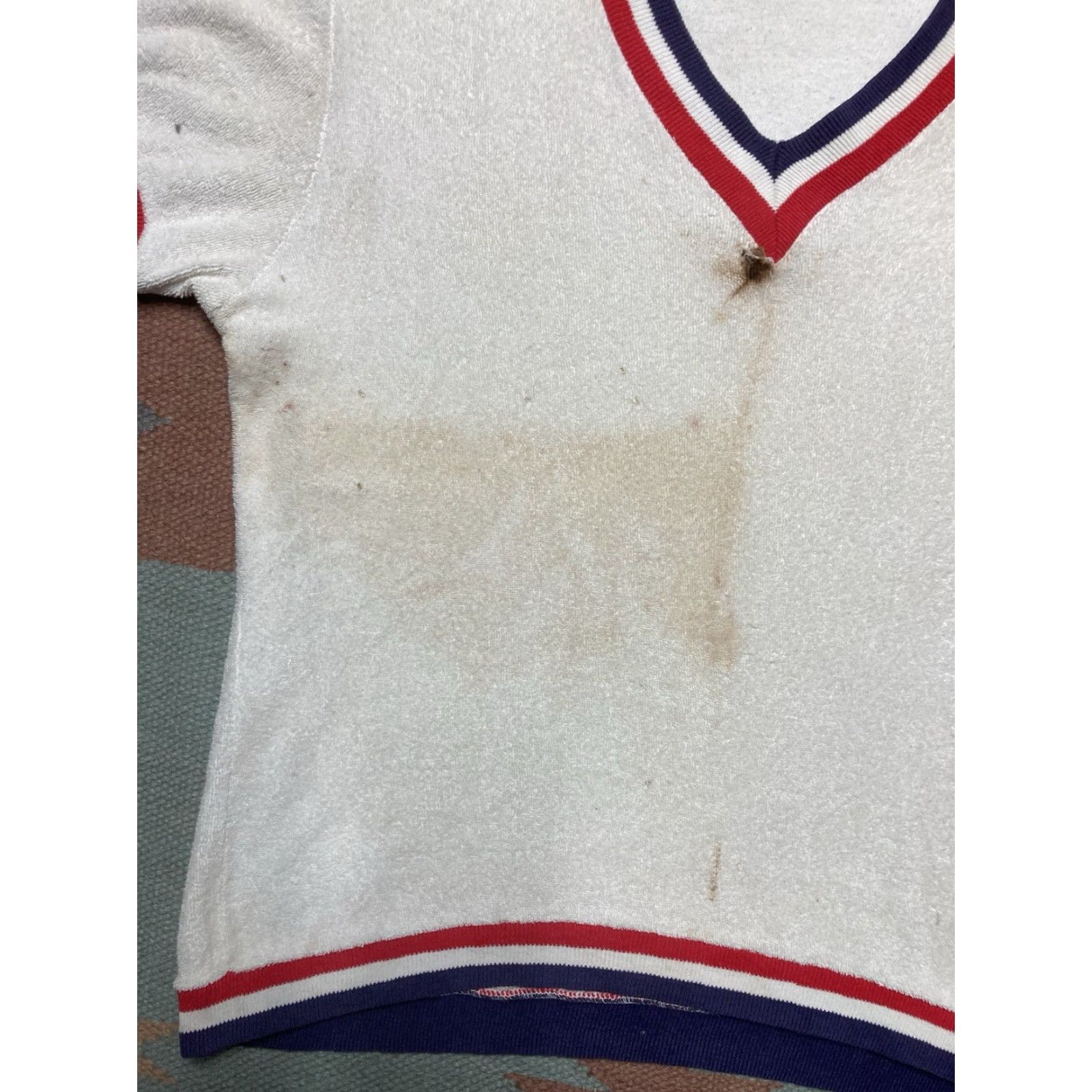 Vintage VINTAGE 1960s JANTZEN Terry Cloth T Shirt Boxy Medium White Red Blue Shirt Men's M Size US M / EU 48-50 / 2 - 2 Thumbnail