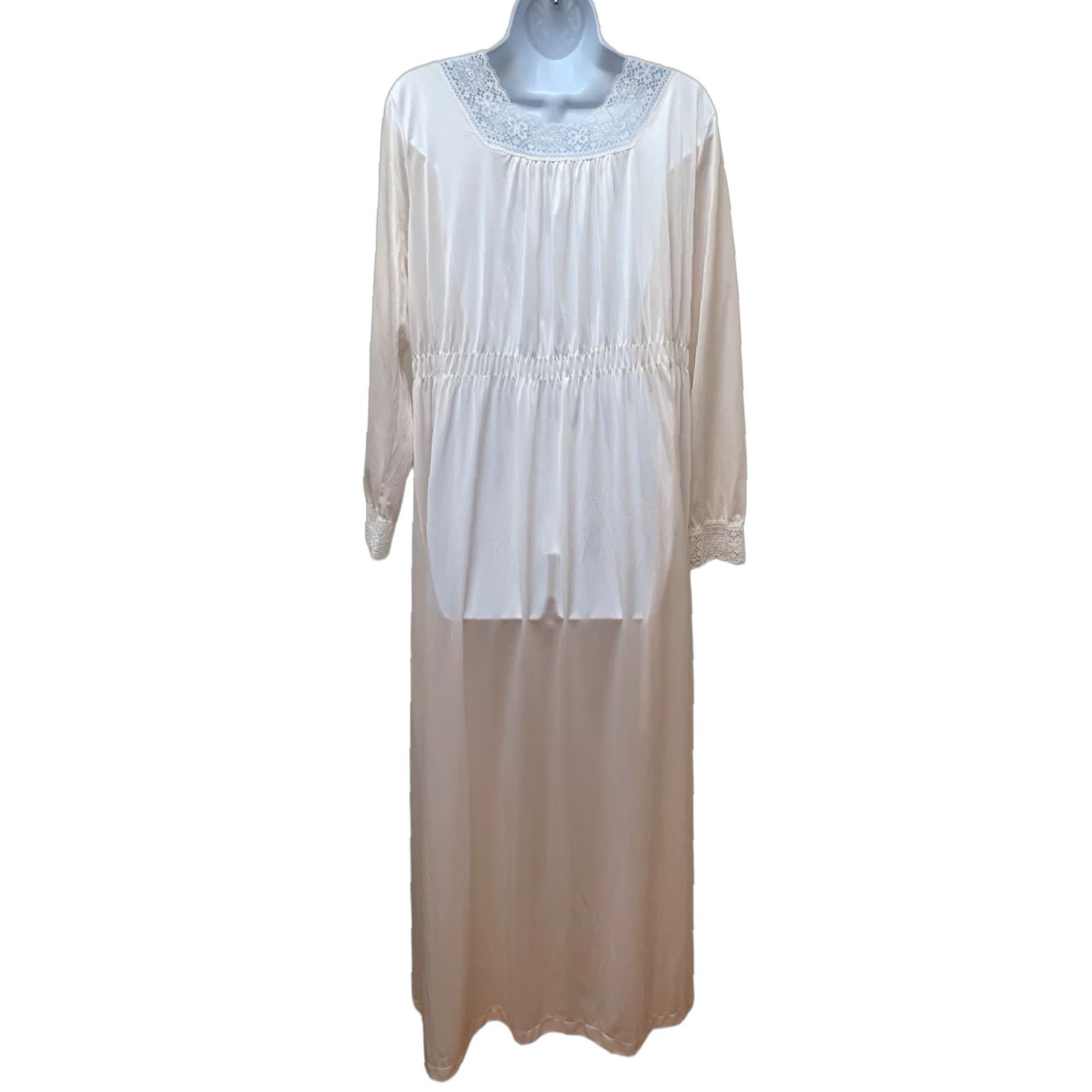 Pinko Vintage Pale Pink Lace Silky Satin Nylon Peignoir Robe Fit L User: Vintage Pale Pink Lace Silky Satin Nylon Peignoir Robe Fit L Size ONE SIZE - 1 Thumbnail