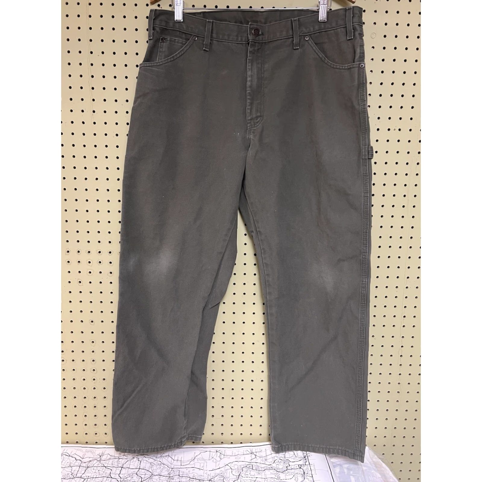 Dickies Dickies Mens Carpenter Jeans Green 36x30 Relaxed Fit Canvas Cotton 5-Pocket Straight Leg Washed Dark Vintage No N/A Size US 36 / EU 52 - 2 Thumbnail