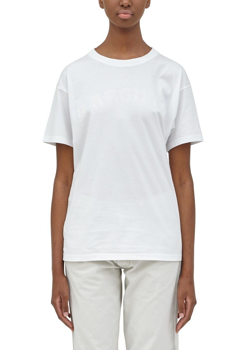 Maison Margiela oc11z0925 Logo Cotton Jersey T-Shirt in White Size XS / US 0-2 / IT 36-38 - 2 Thumbnail