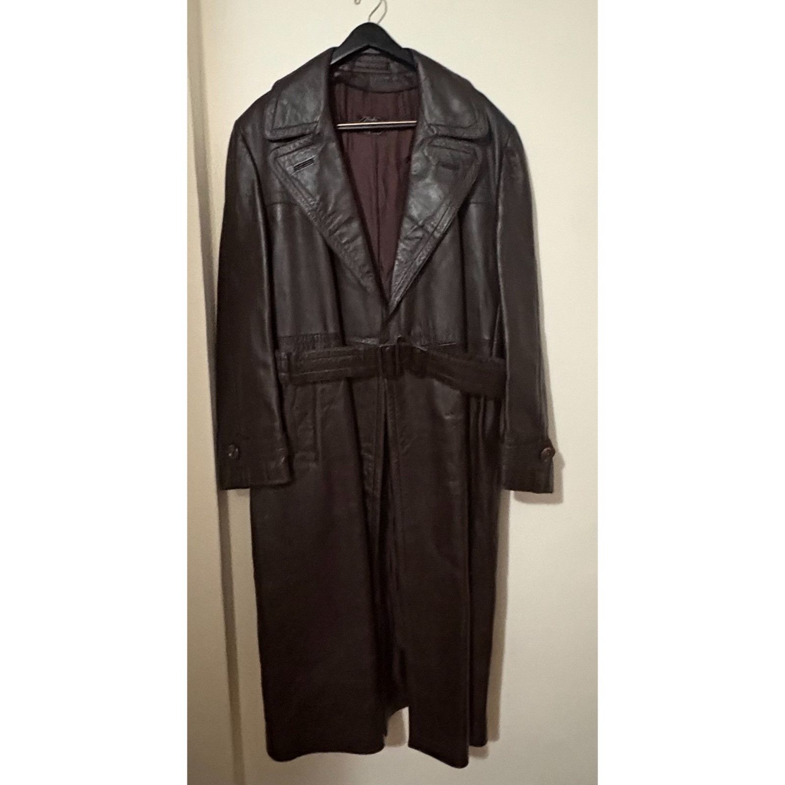 Bergfreund German leather coat trench coat sz 50 40's WWII E