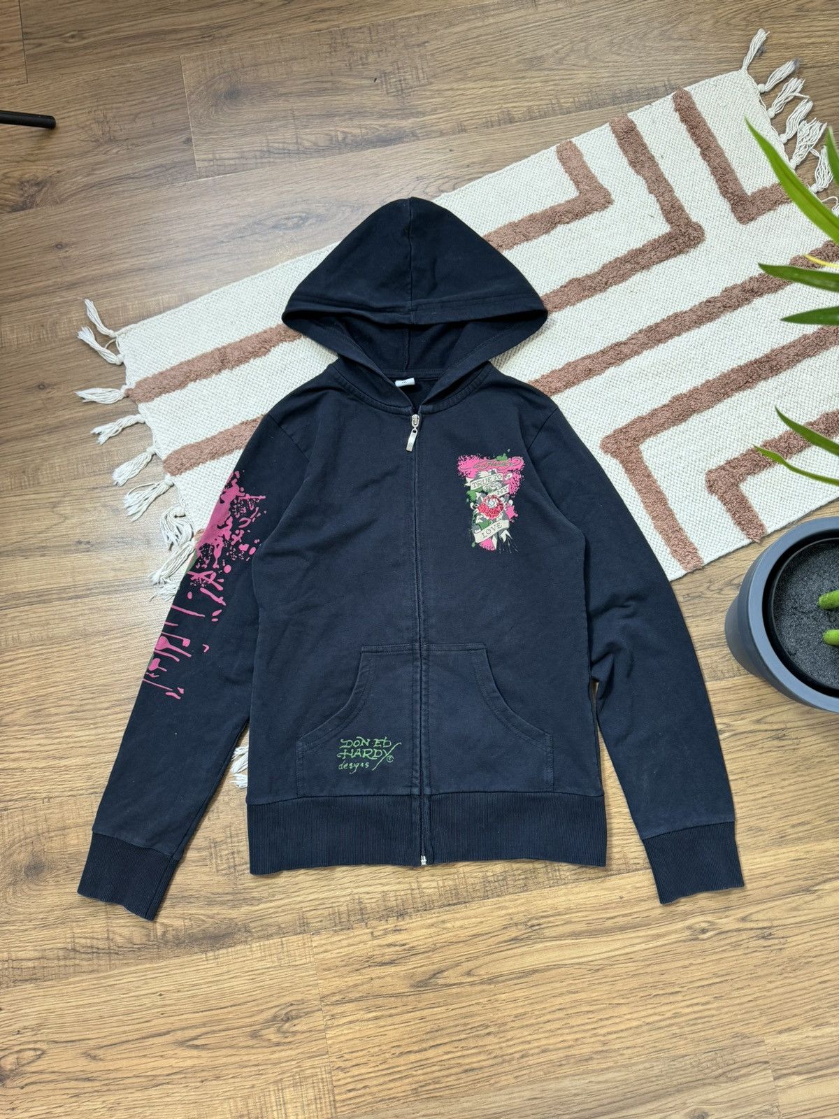 Ed Hardy VINTAGE ED HARDY PRINTED 2000s ZIP UP HOODIE Size XXL / US 16-18 / IT 52-54 - 3 Thumbnail