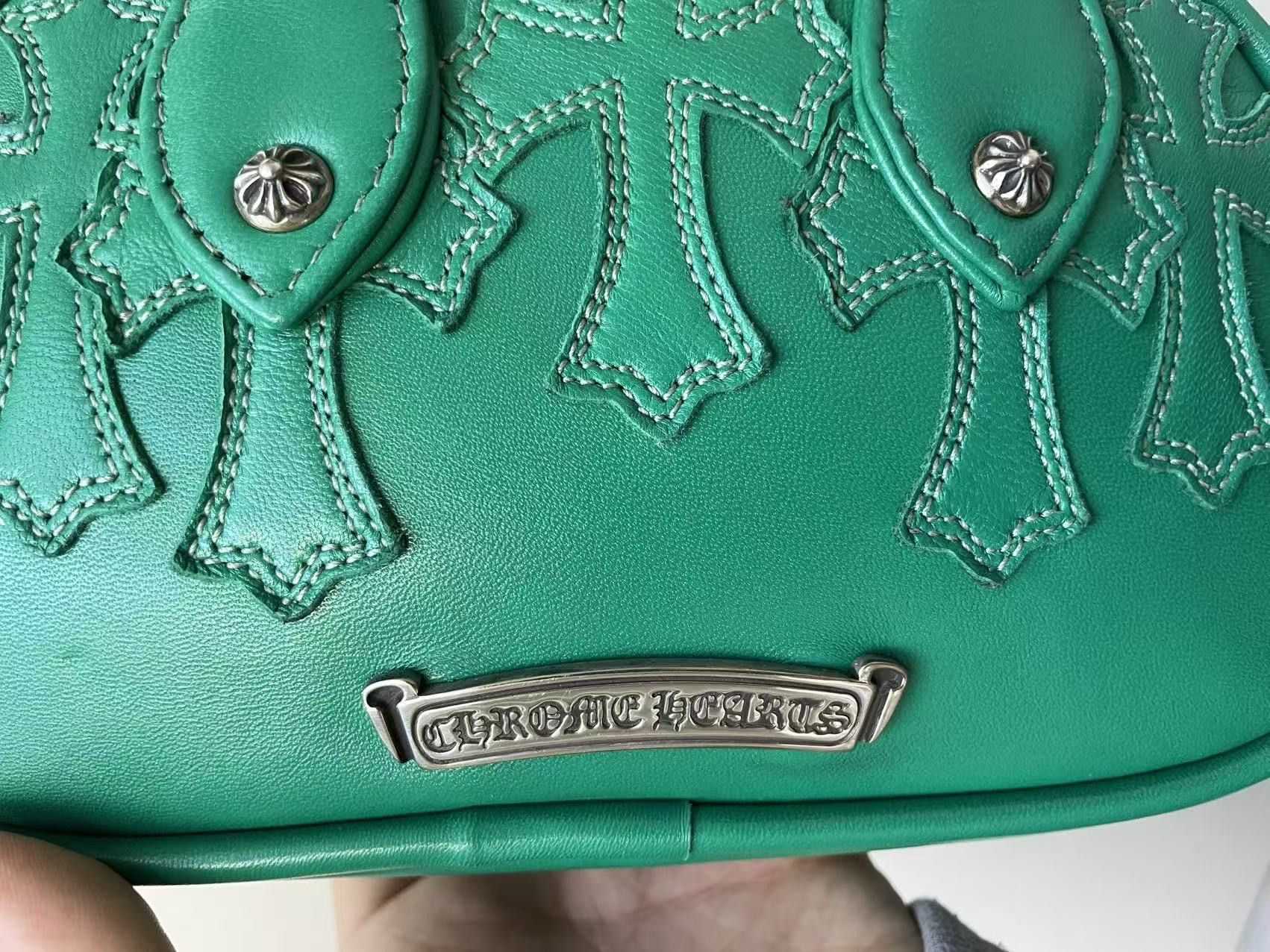 Chrome Hearts Chrome Hearts Leather Cross Patch Green Mini Gym Bag Size ONE SIZE - 14 Thumbnail